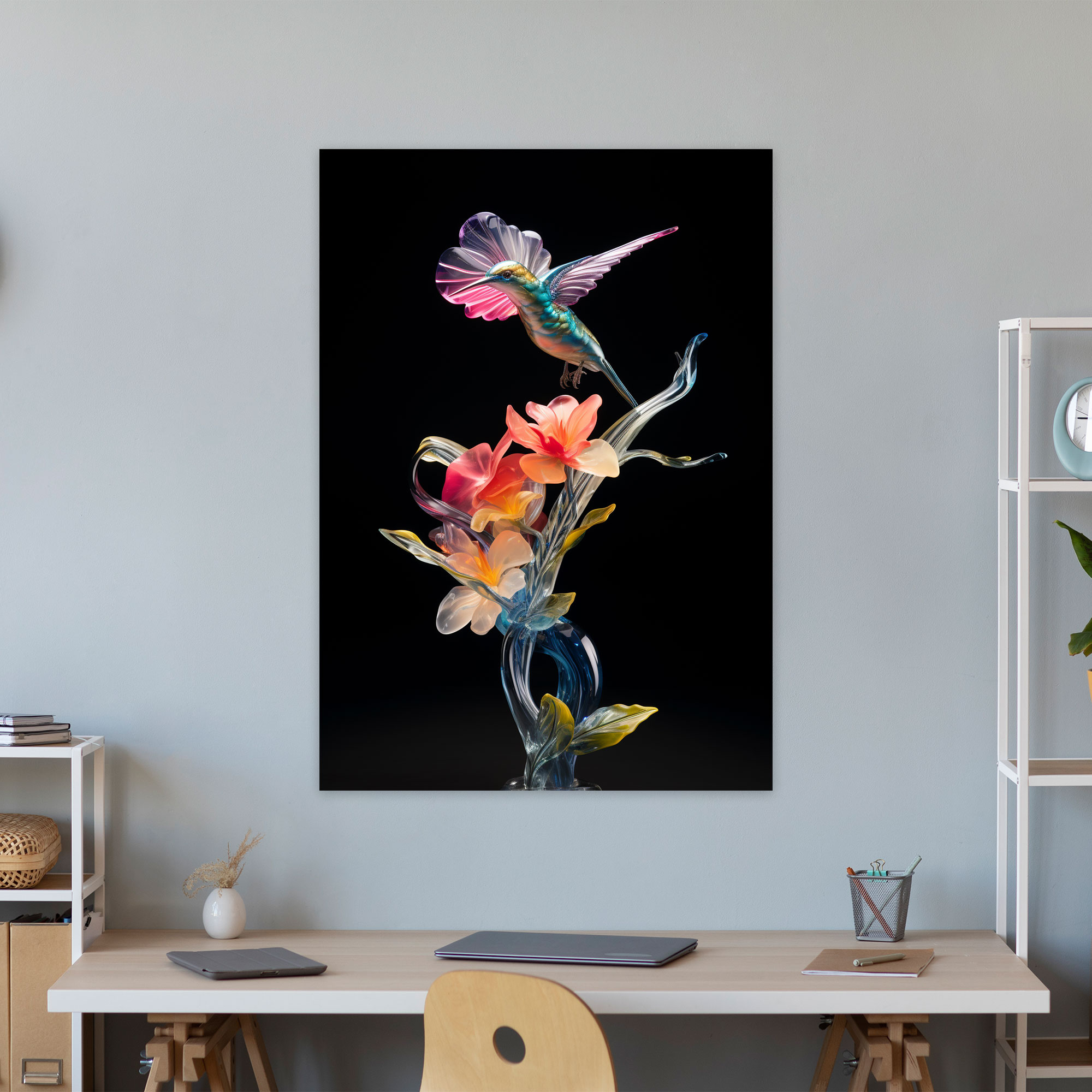 Realistic Glass Sculpture Wall Decoration - Realistic Glass Sculpture, Home Decoration, Delicate, Hummingbird