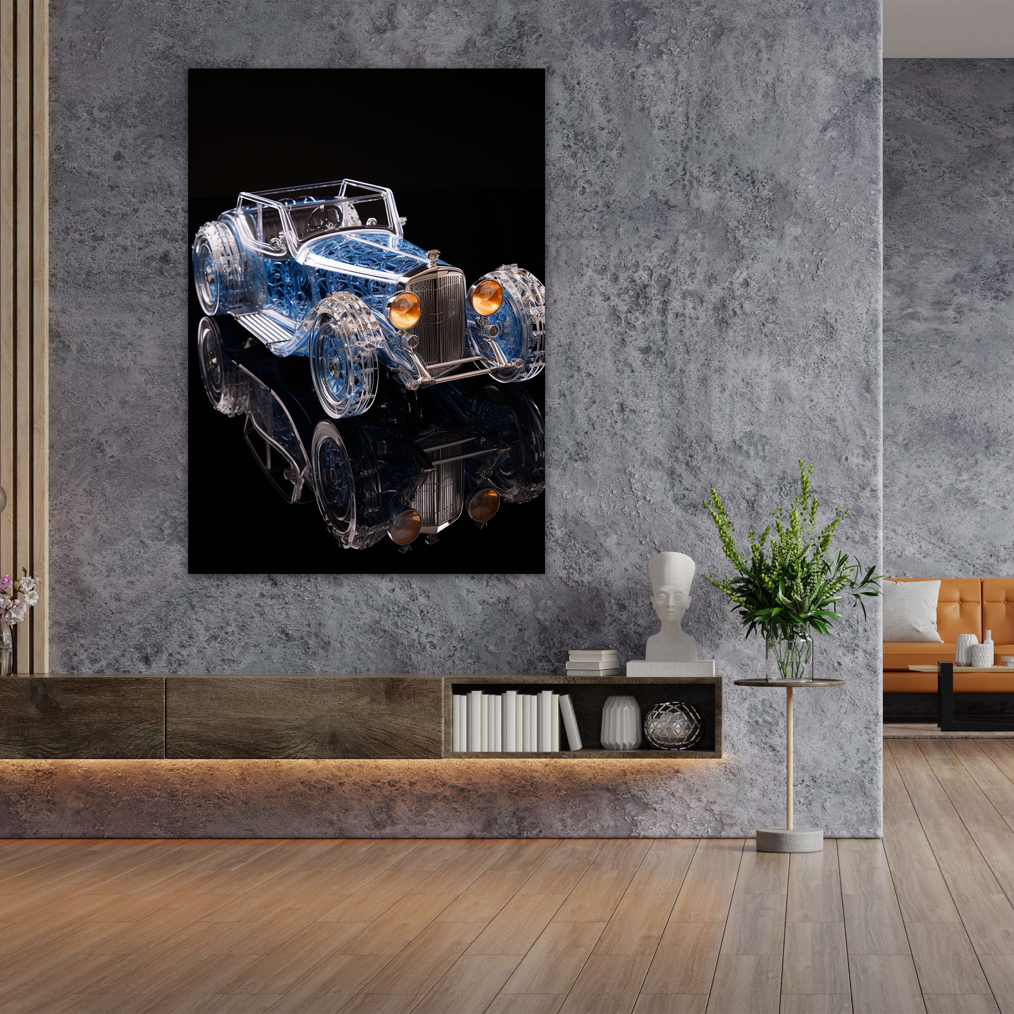 Realistic Glass Sculpture Wall Art Canvas Print - Realistic Glass Sculpture, Intricate Detail, Realistic Glass Sculpture, Home Decoration