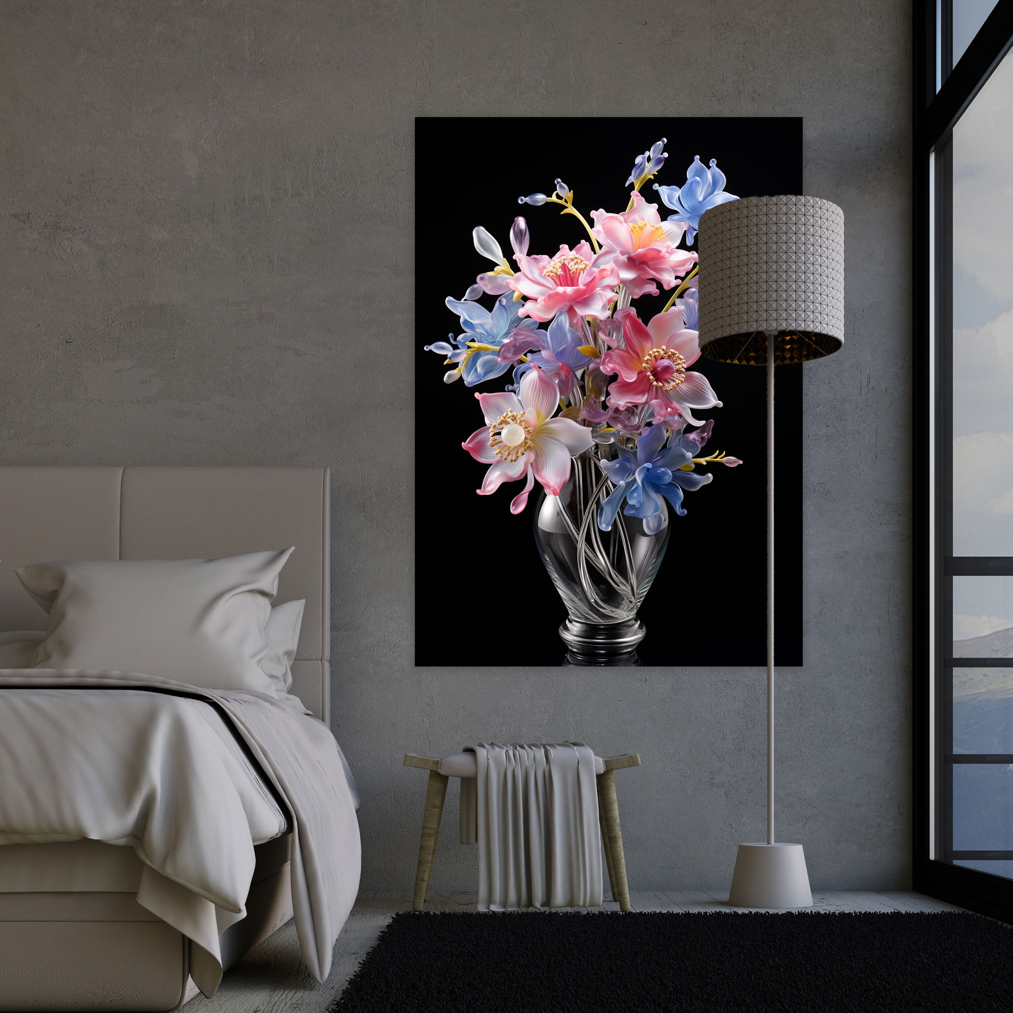 Realistic Glass Sculpture Wall Art - Realistic Glass Sculpture, Wall Decoration, Home Decoration, Bouquet Of Flowers