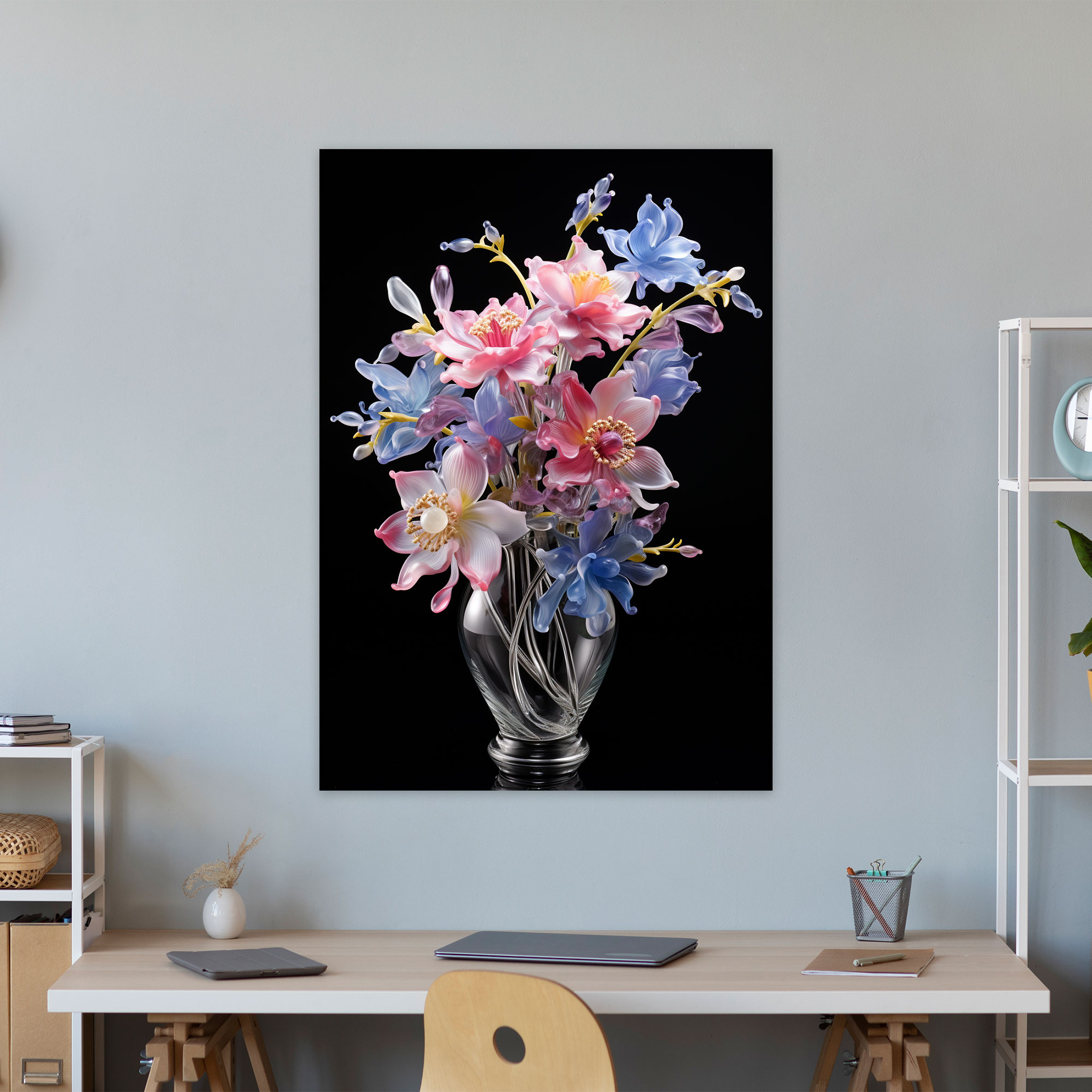 Realistic Glass Sculpture Wall Art - Realistic Glass Sculpture, Wall Decoration, Home Decoration, Bouquet Of Flowers