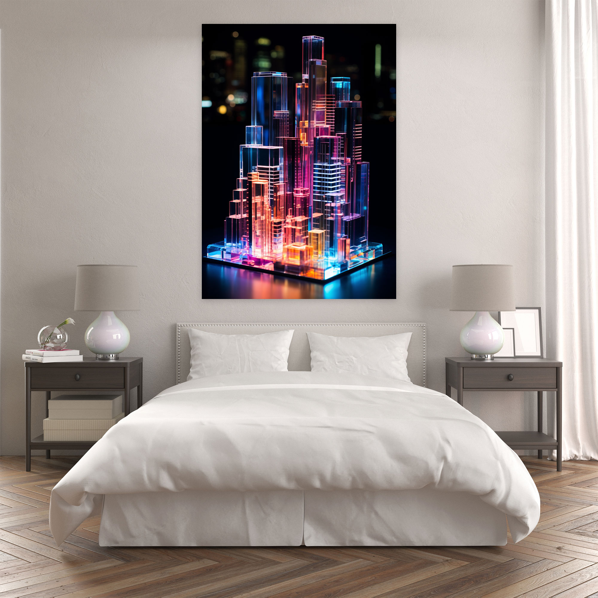 Realistic Glass Sculpture Wall Decoration - Realistic Glass Sculpture, Home Decoration, Canvas Wall Art, Vibrant Lights