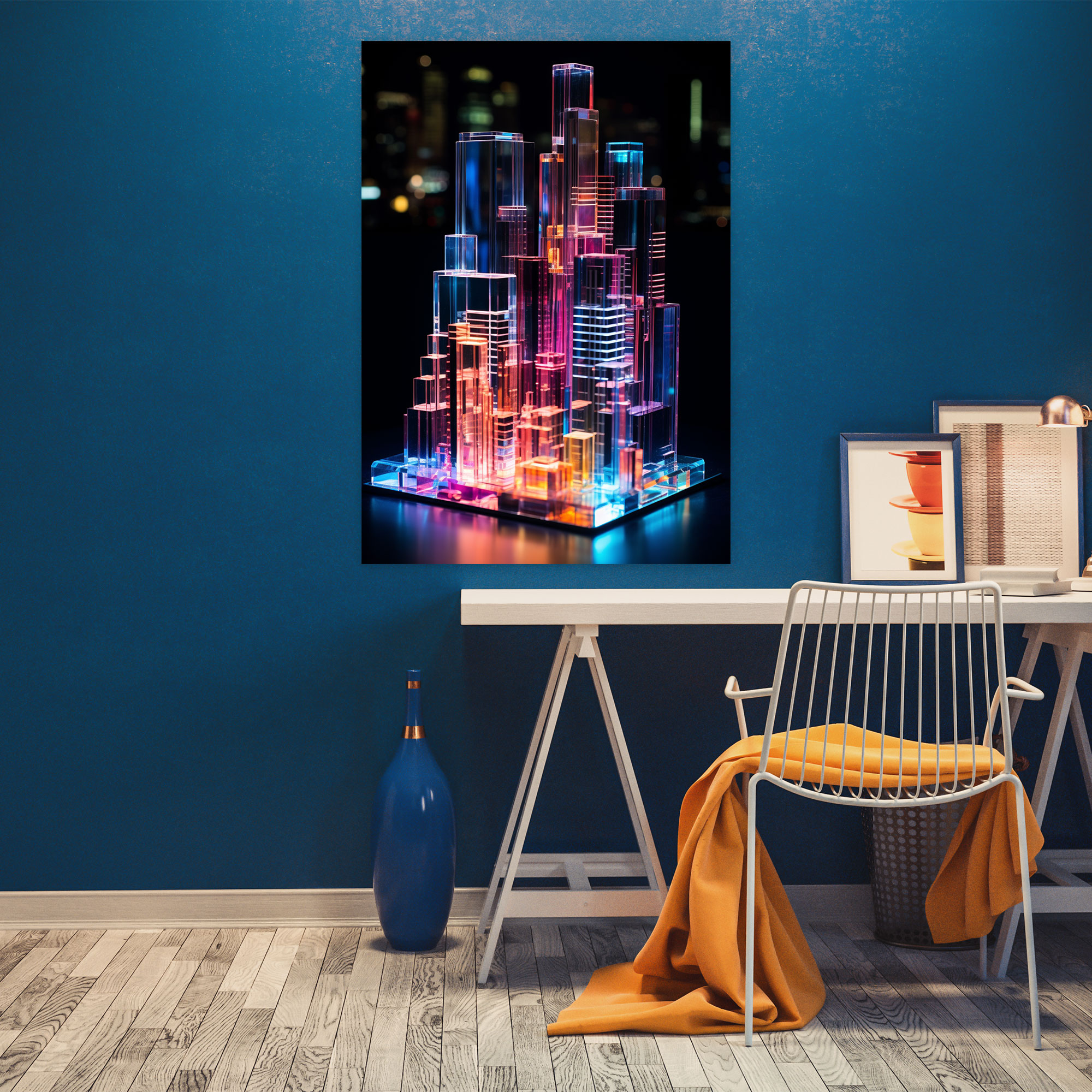 Realistic Glass Sculpture Wall Decoration - Realistic Glass Sculpture, Home Decoration, Canvas Wall Art, Vibrant Lights