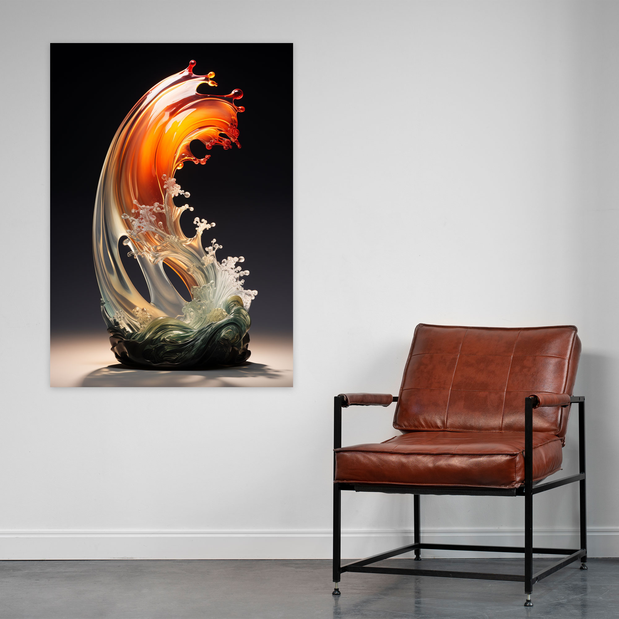 Realistic Glass Sculpture Canvas Print - Realistic Glass Sculpture, Canvas, Crashing Waves, Beautiful Sunset