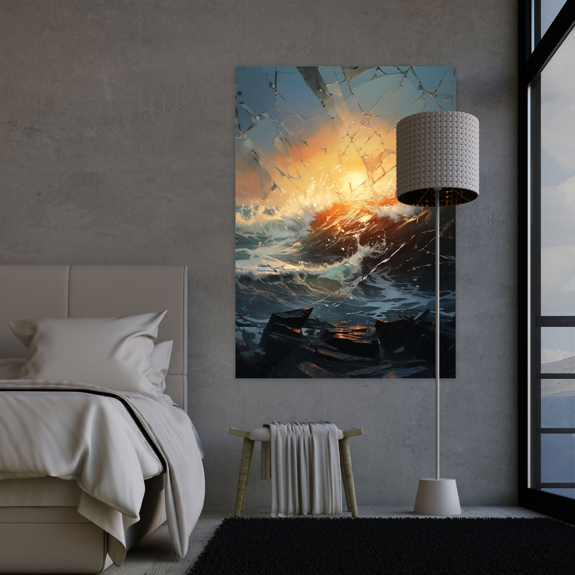 Realistic Glass Sculpture Canvas Art - Realistic Glass Sculpture, Home Decoration, Crashing Waves, Awe