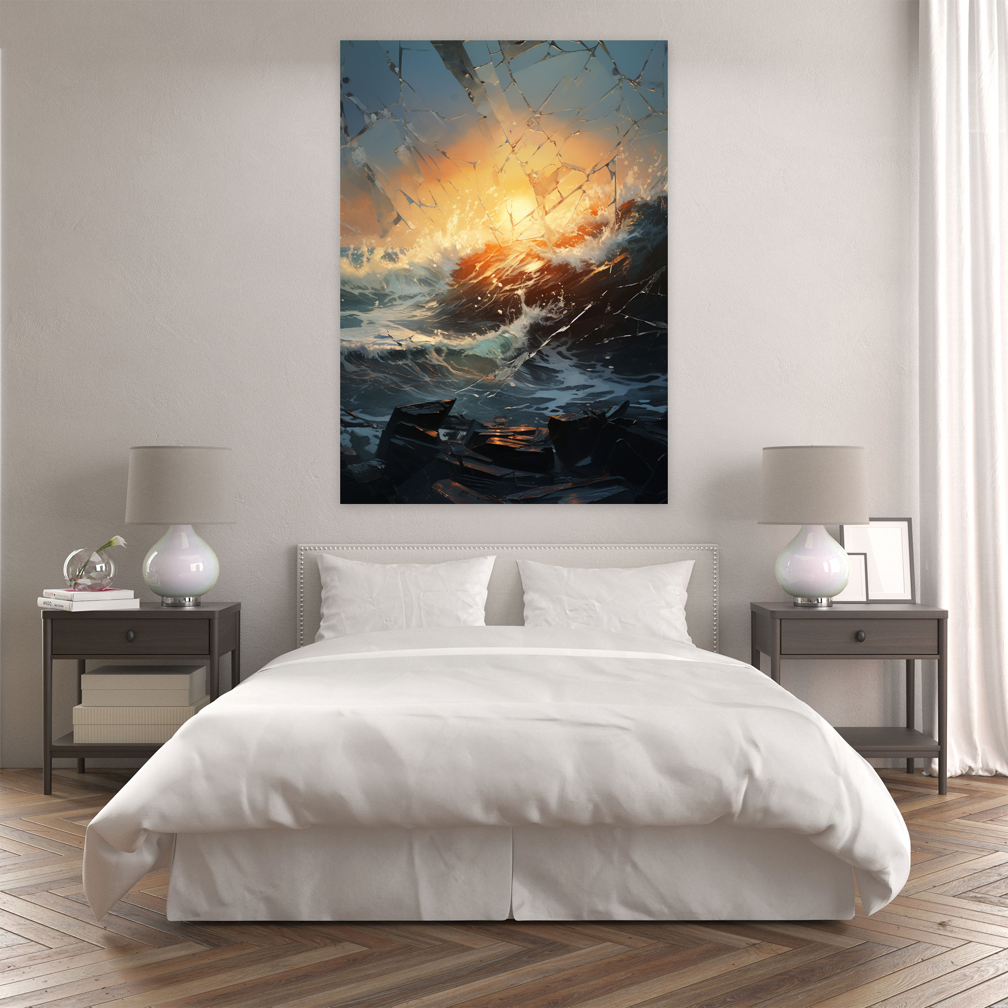 Realistic Glass Sculpture Canvas Art - Realistic Glass Sculpture, Home Decoration, Crashing Waves, Awe