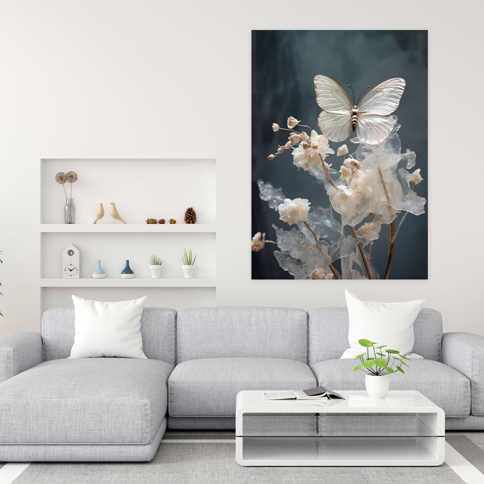 Realistic Glass Sculpture Canvas Print - Realistic Glass Sculpture, Blooming Flower, Intricate Beauty, Realistic Glass Sculpture
