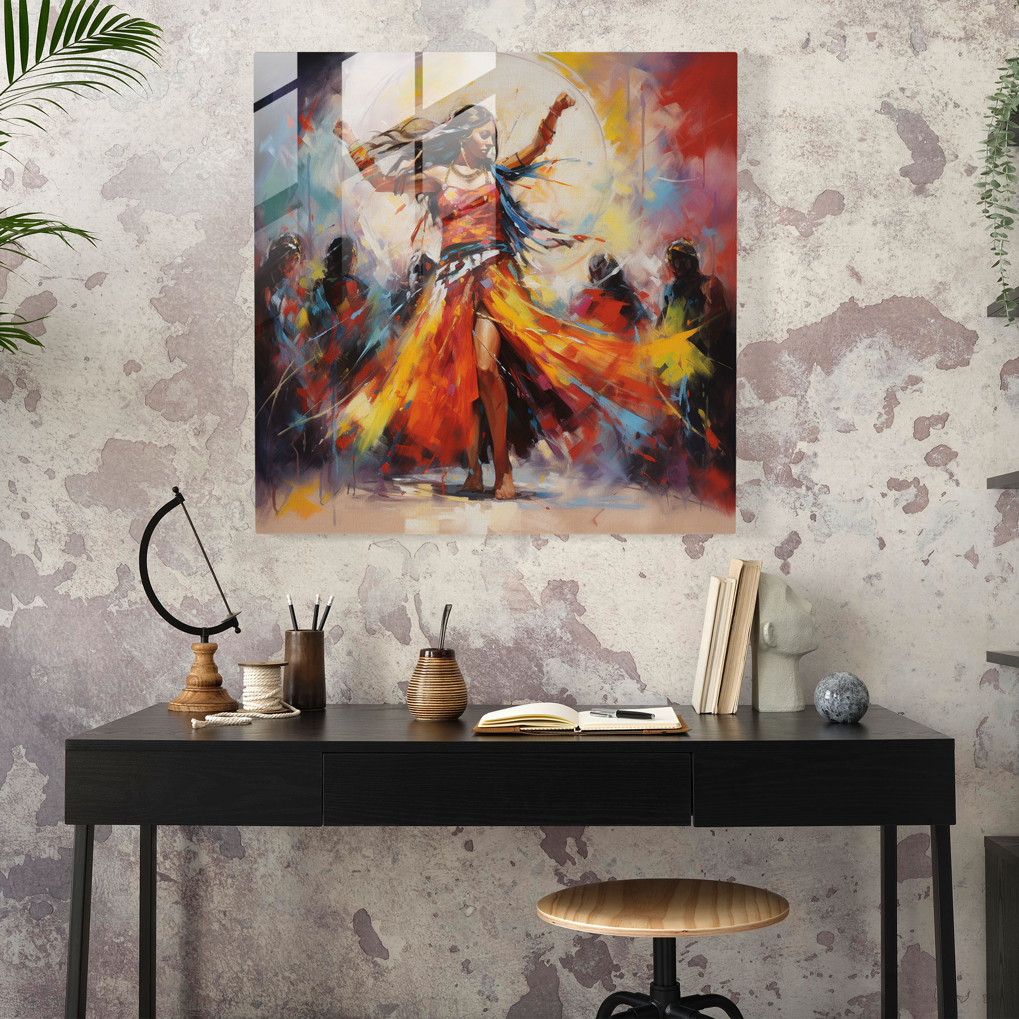 Red Indian Glass Print - Red Indian, Glass Art, Native American Dance, Native American Celebration