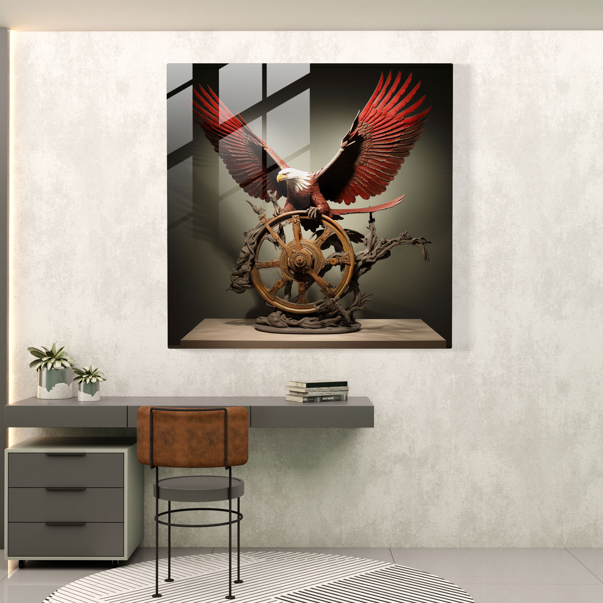 Red Indian Eagle Glass Print - Red Indian, Glass Print, Wall Decoration, Home Decoration