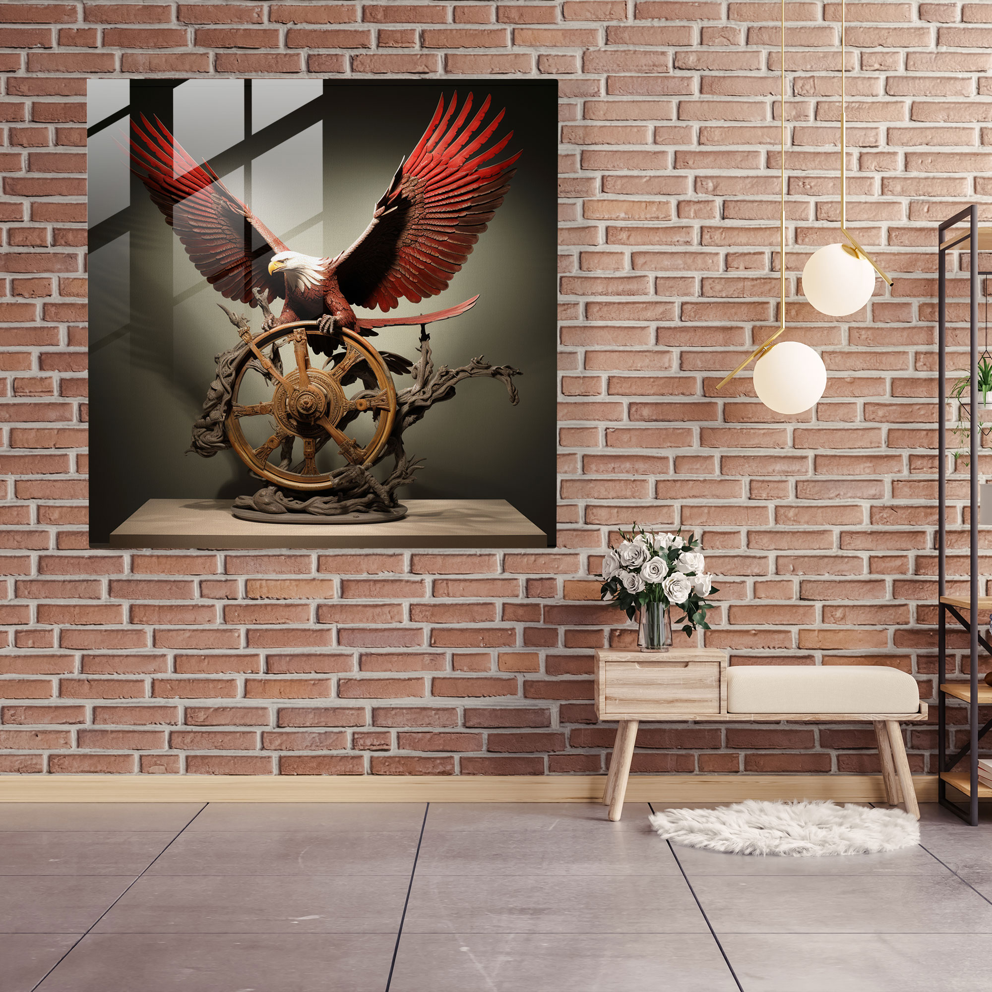 Red Indian Eagle Glass Print - Red Indian, Glass Print, Wall Decoration, Home Decoration