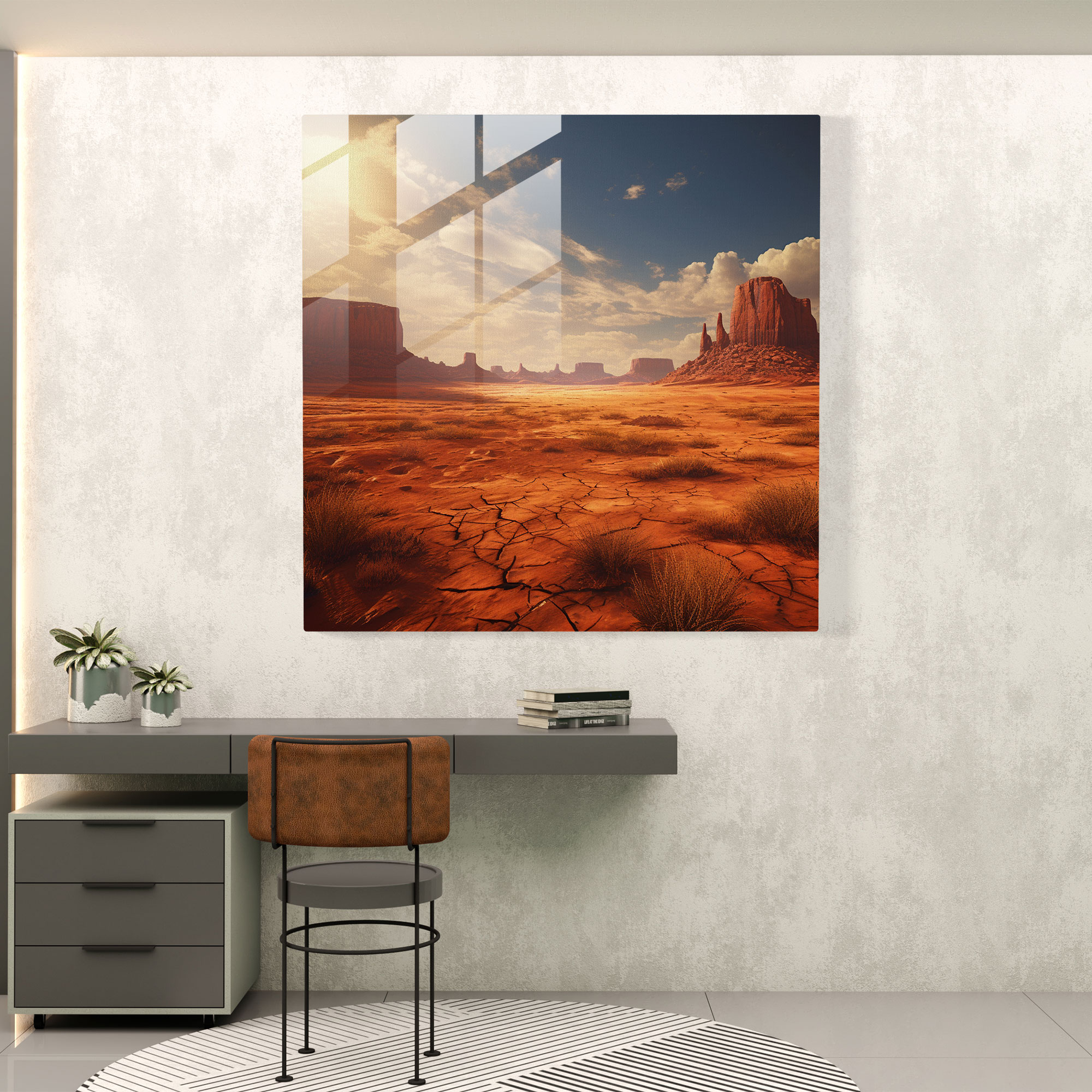 Red Indian Desert Glass Print - Red Indian, Red Indian, Desert, Landscape