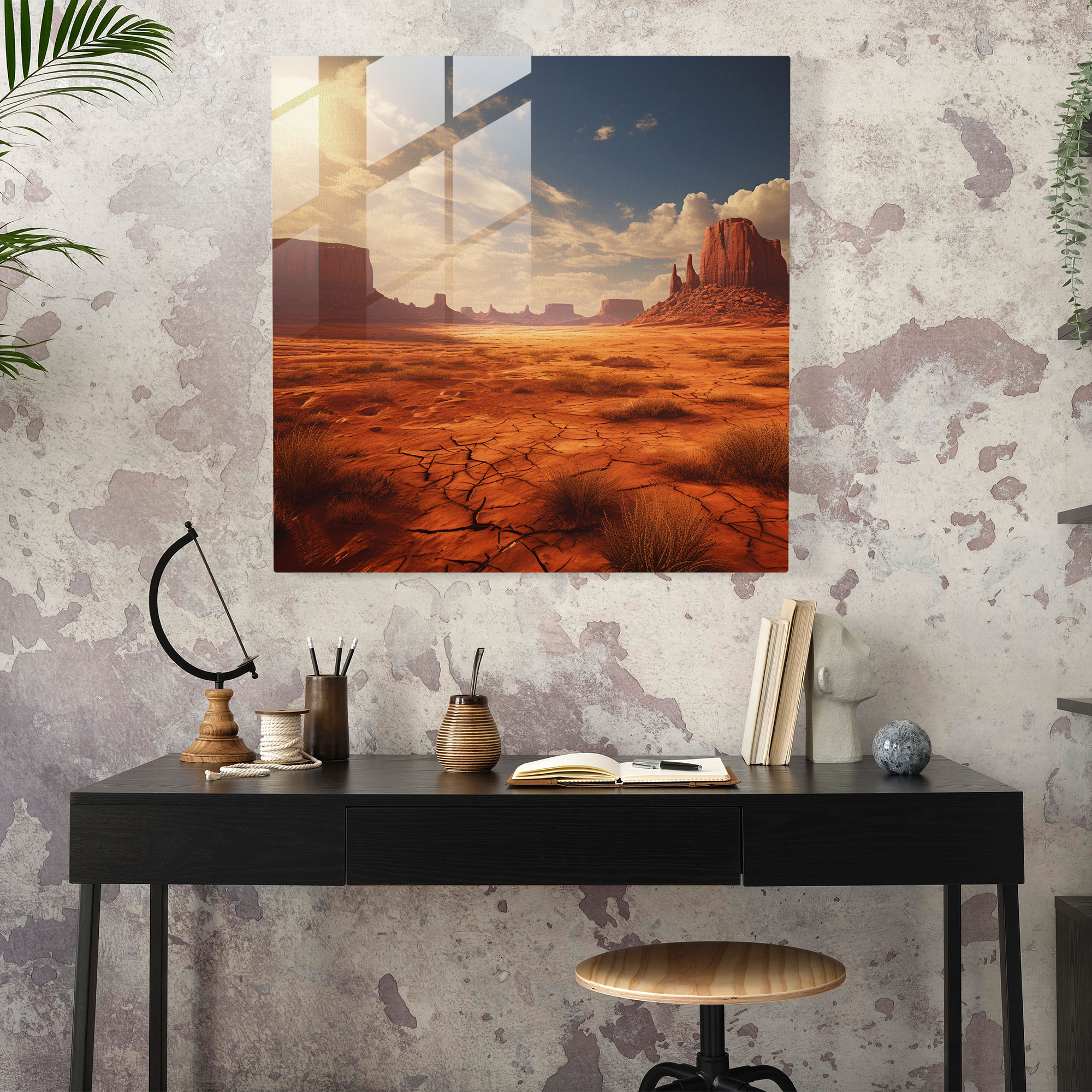 Red Indian Desert Glass Print - Red Indian, Red Indian, Desert, Landscape