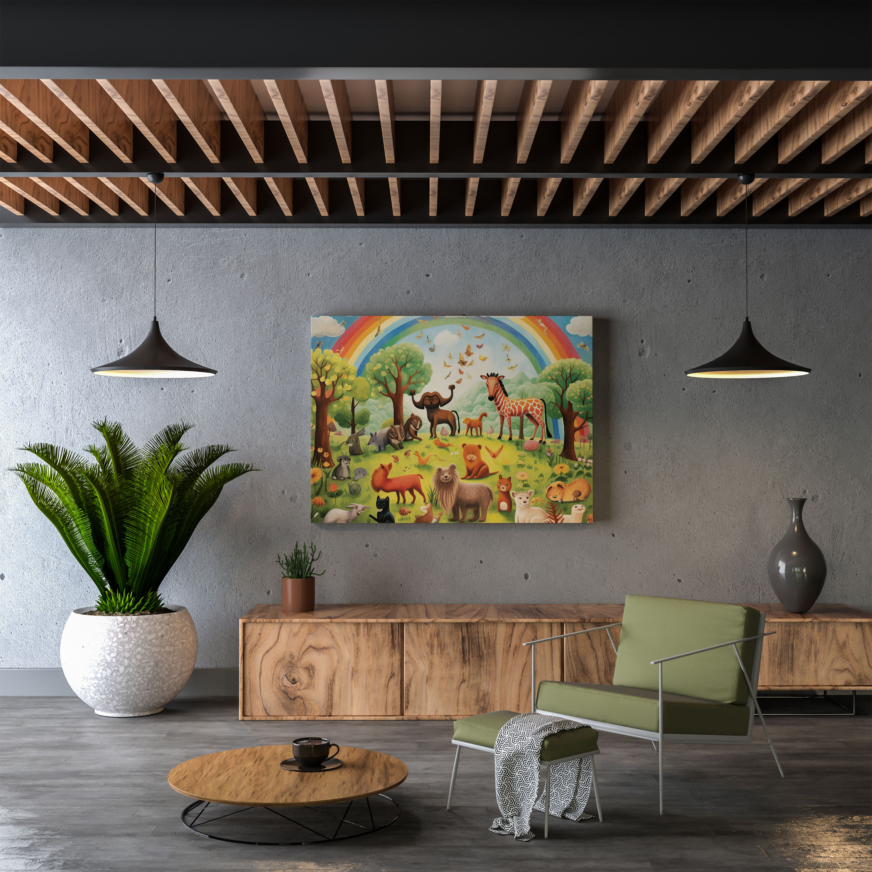 Rainbow Canvas Print - Whimsical Animal Wall Art - Rainbow, Canvas Wall Art, Animals, Home Decoration