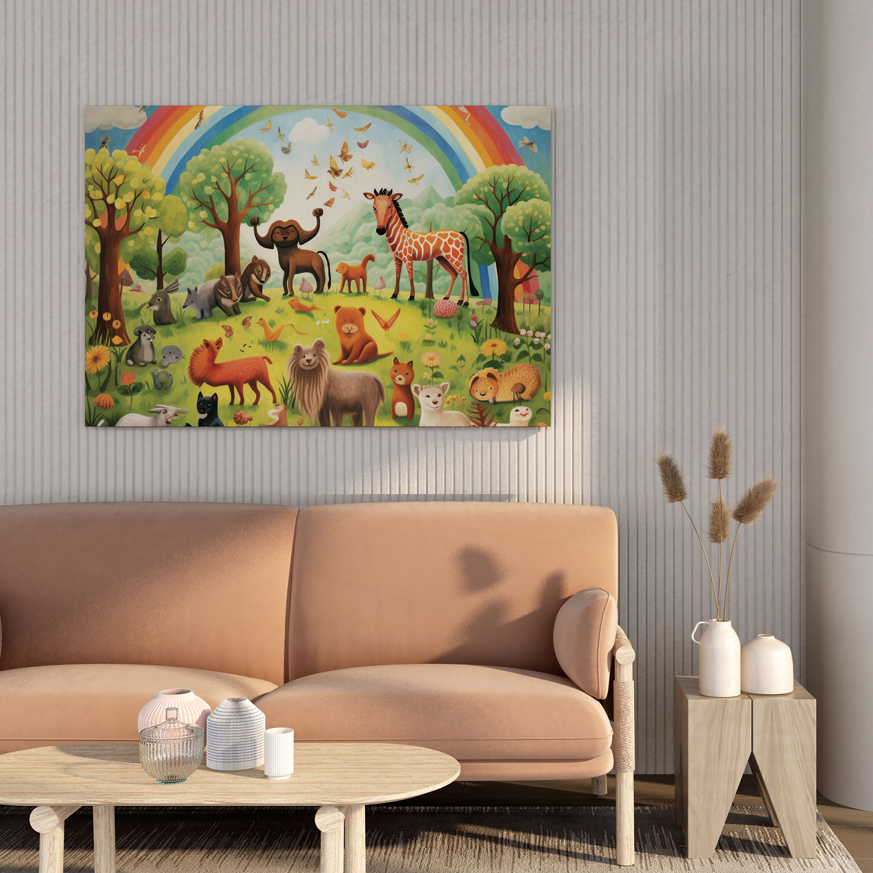Rainbow Canvas Print - Whimsical Animal Wall Art - Rainbow, Canvas Wall Art, Animals, Home Decoration