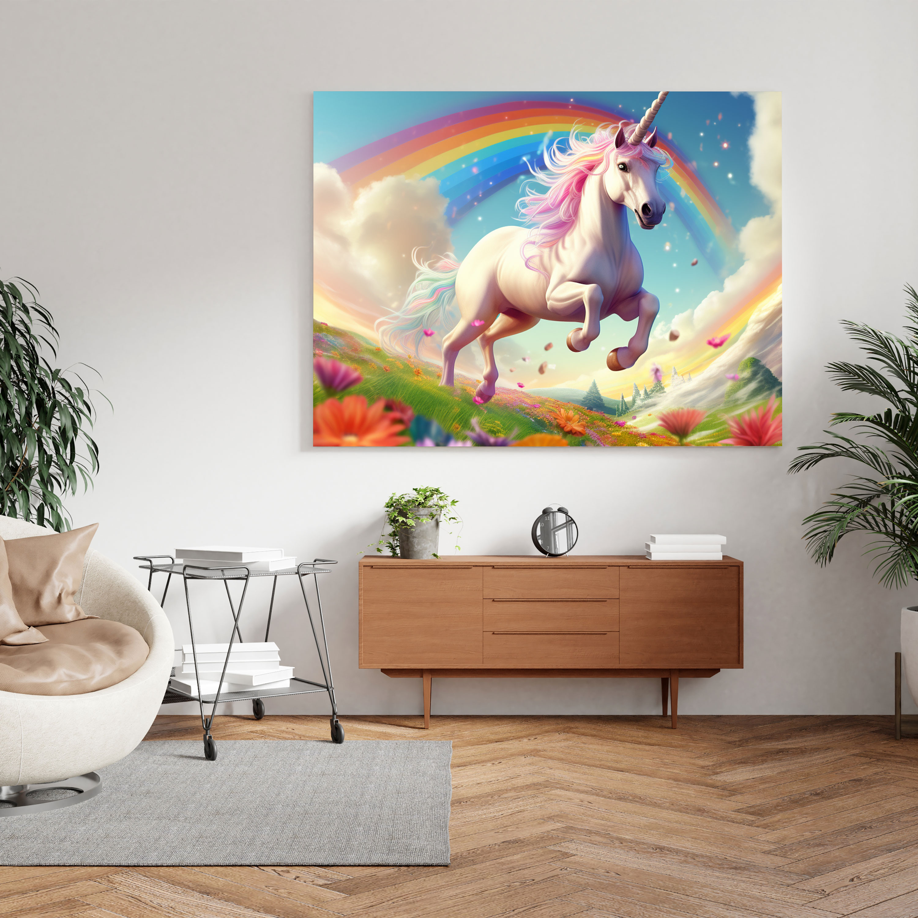 Rainbow Unicorn Wall Art - Rainbow, Prancing, Home Decoration, Wall Decoration