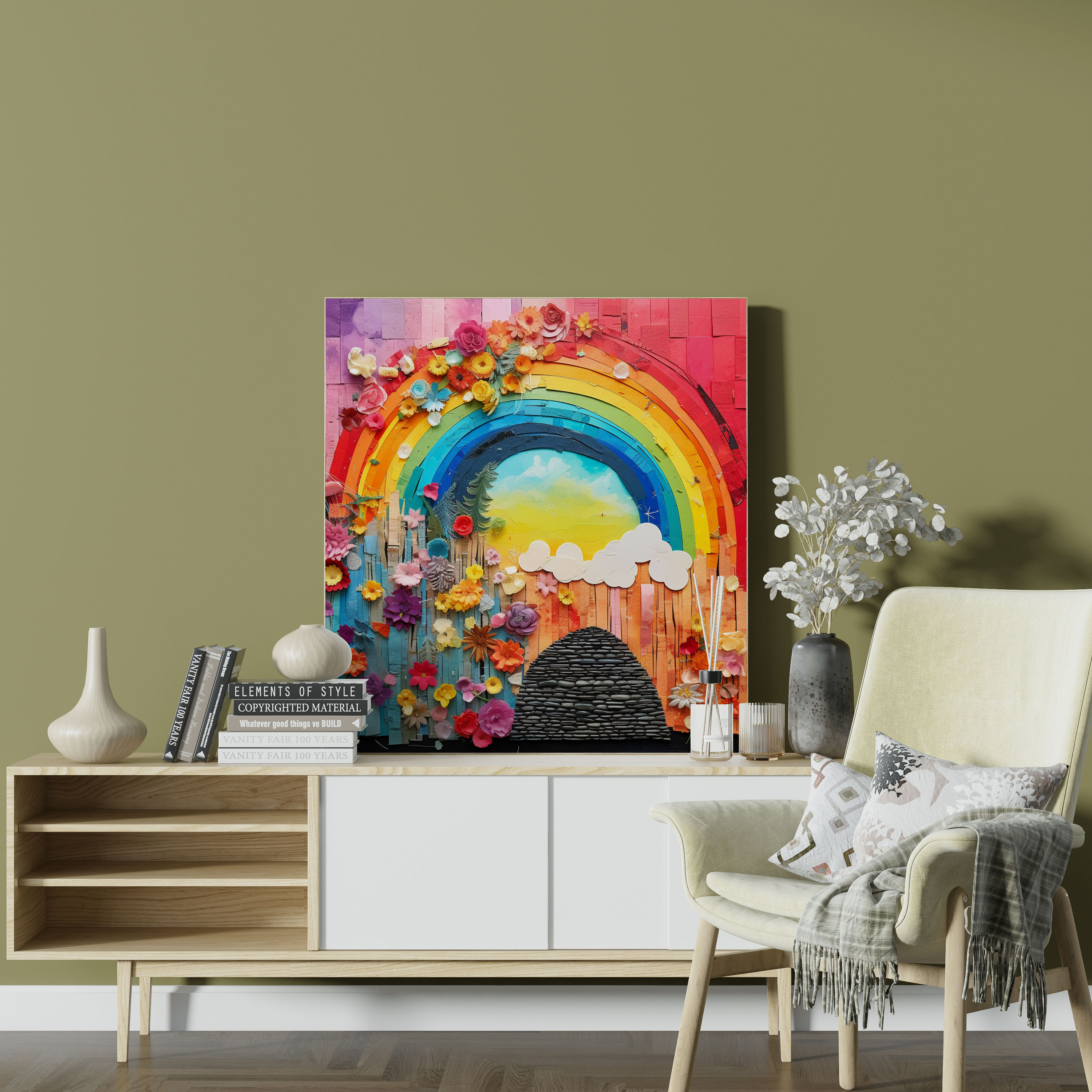 Textured Rainbow Canvas Print - Rainbow, Rainbow, Canvas Wall Art, Creativity