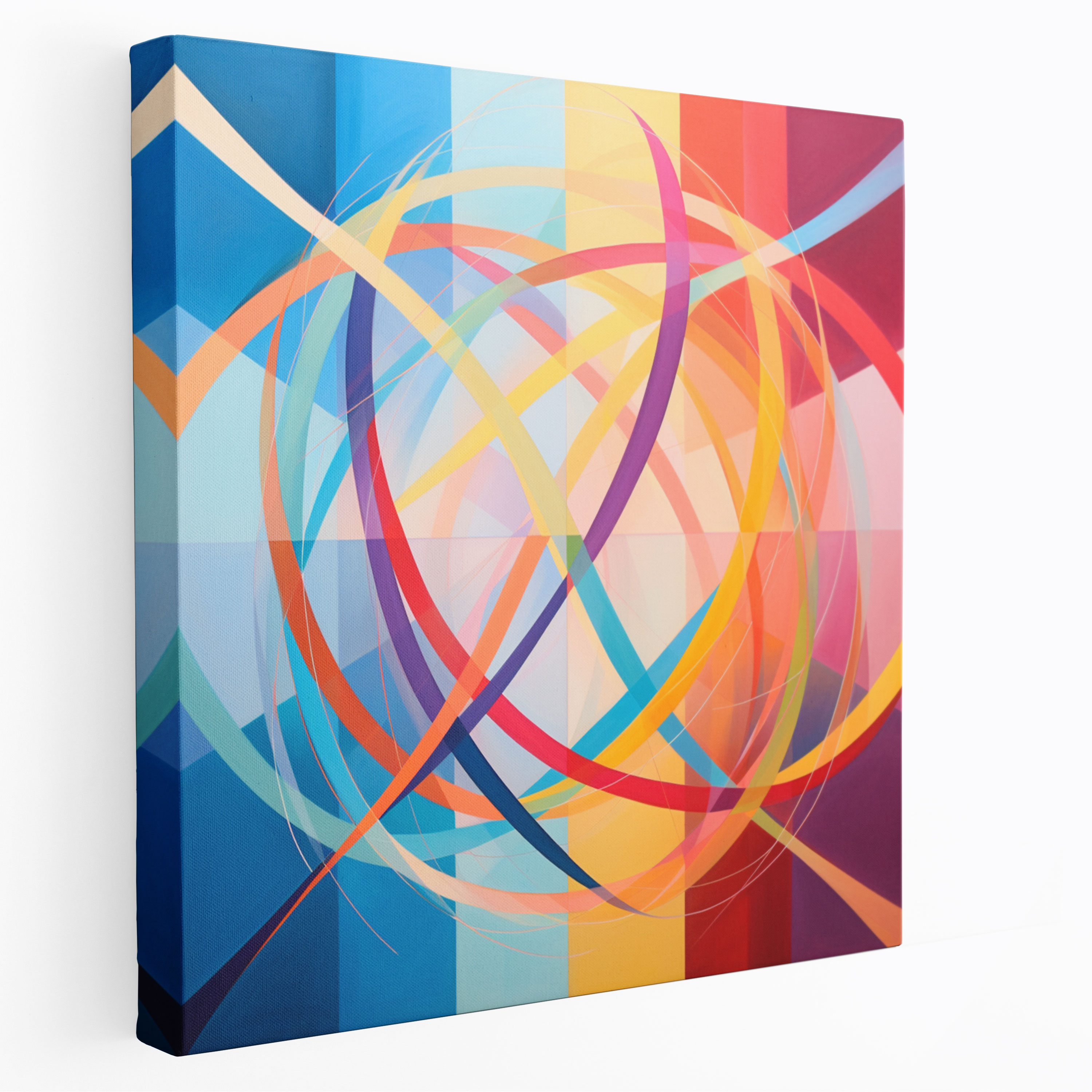 Geometric Rainbow Canvas Print - Rainbow, Canvas Print, Intersecting Lines, Geometric Abstract Painting
