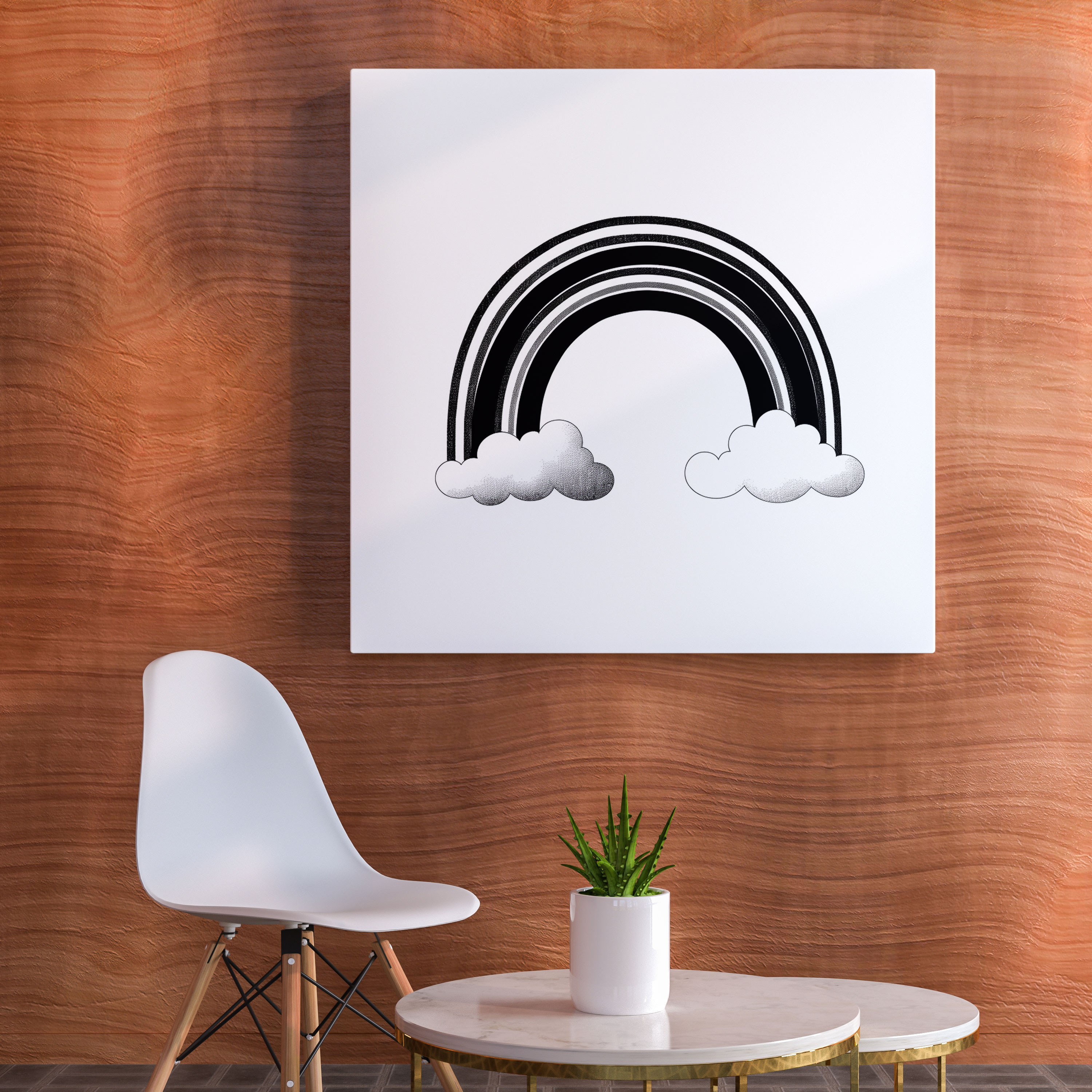 Minimalist Rainbow Canvas Print - Rainbow, Modern Sophistication, Black And White, Wall Decoration