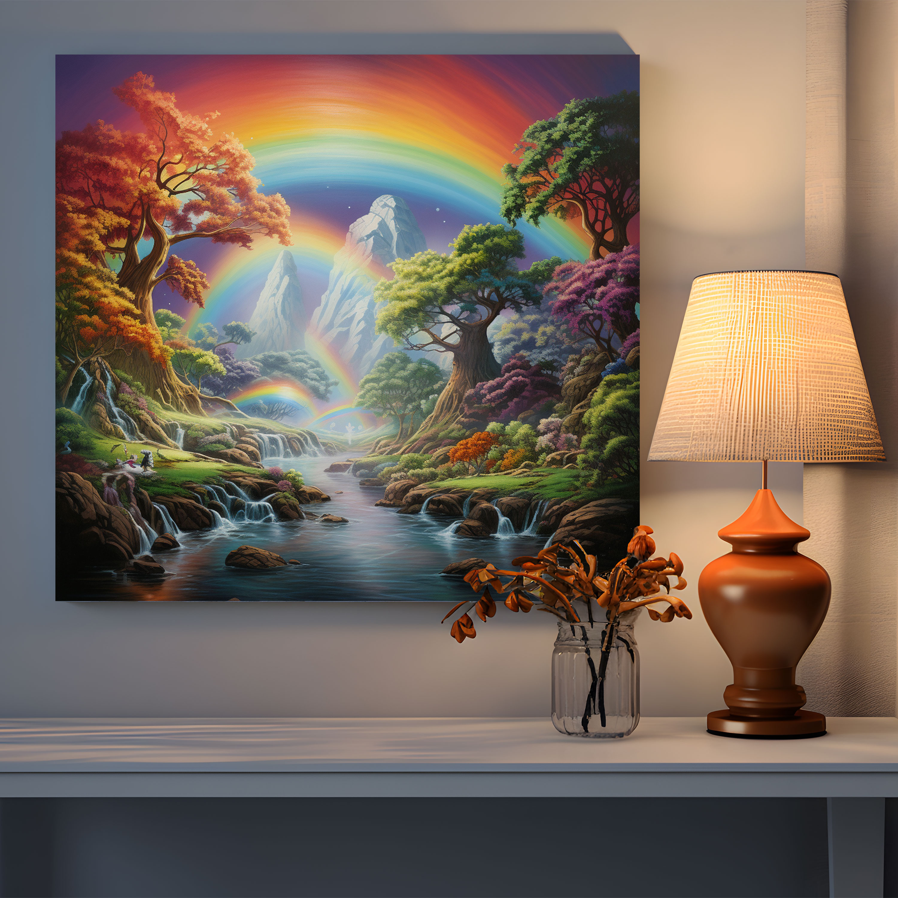 Tranquil Rainbow Wall Art - Rainbow, Peaceful, Canvas Wall Art, Serene