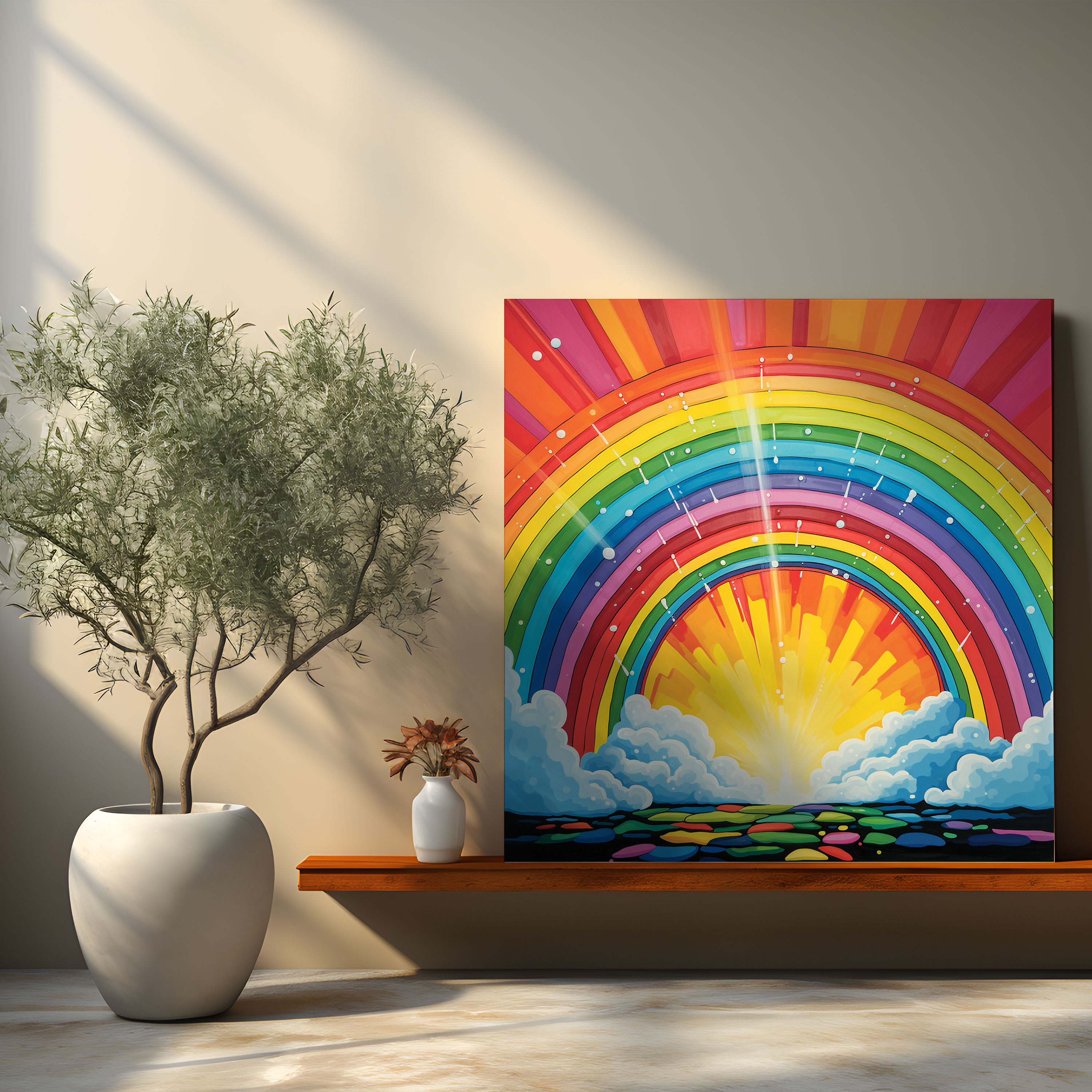 Radiant Rainbow Wall Art - Rainbow, Uplifting, Wall Decoration, Canvas Wall Art