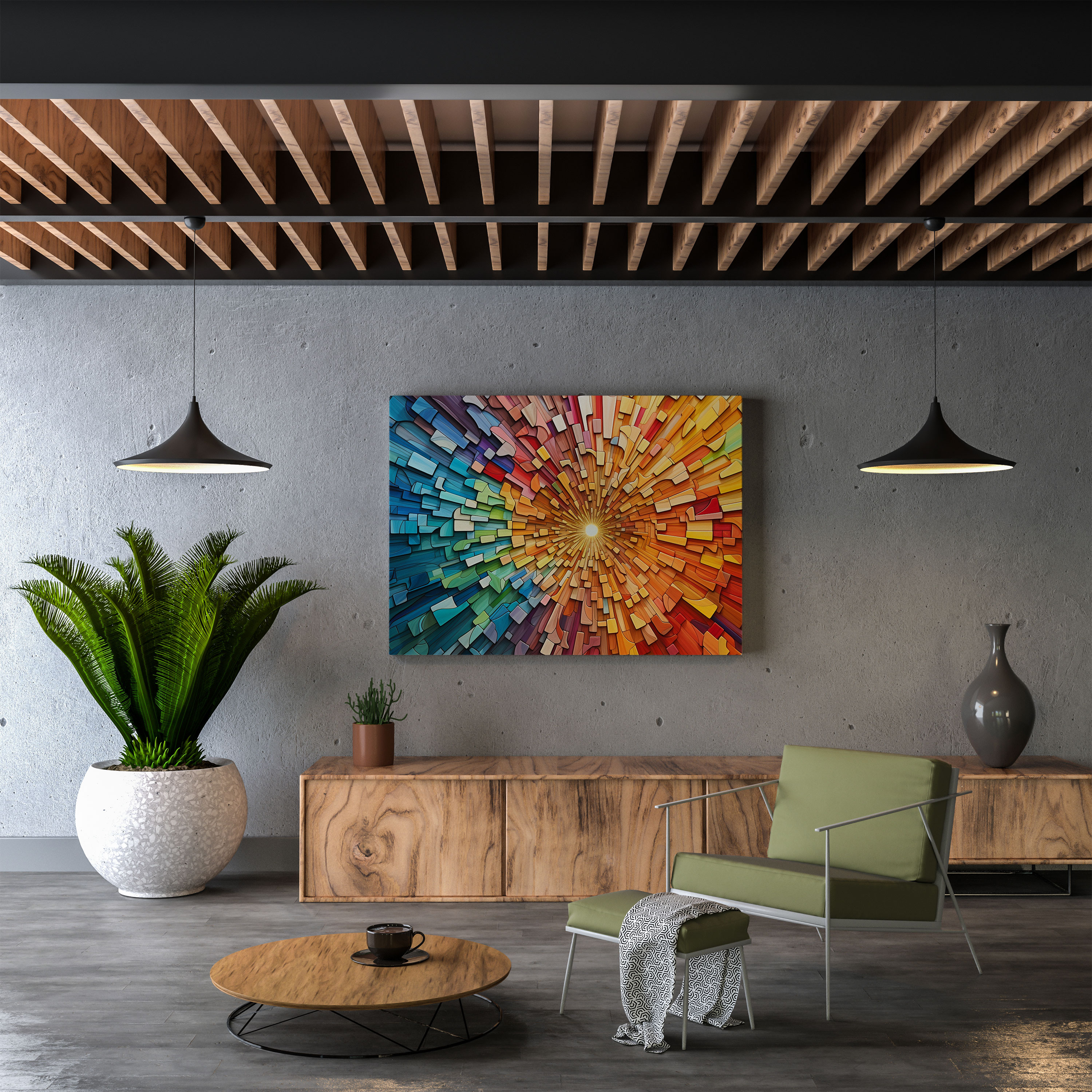 Rainbow Wall Decoration - Rainbow, Home Decoration, Canvas Print, Mosaic-Like