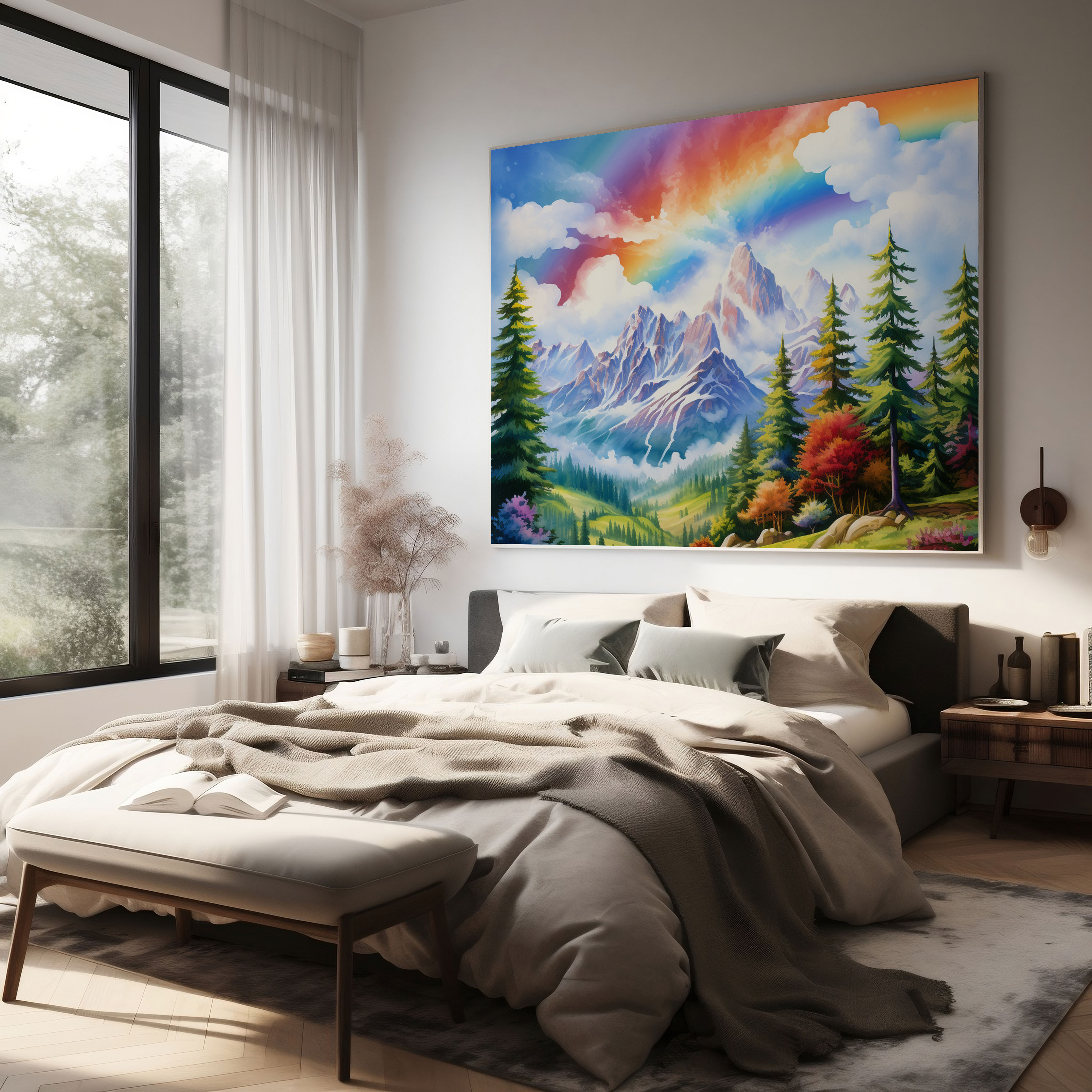 Rainbow Mountains Canvas Print - Rainbow, Wall Decoration, Peaceful, Mountains