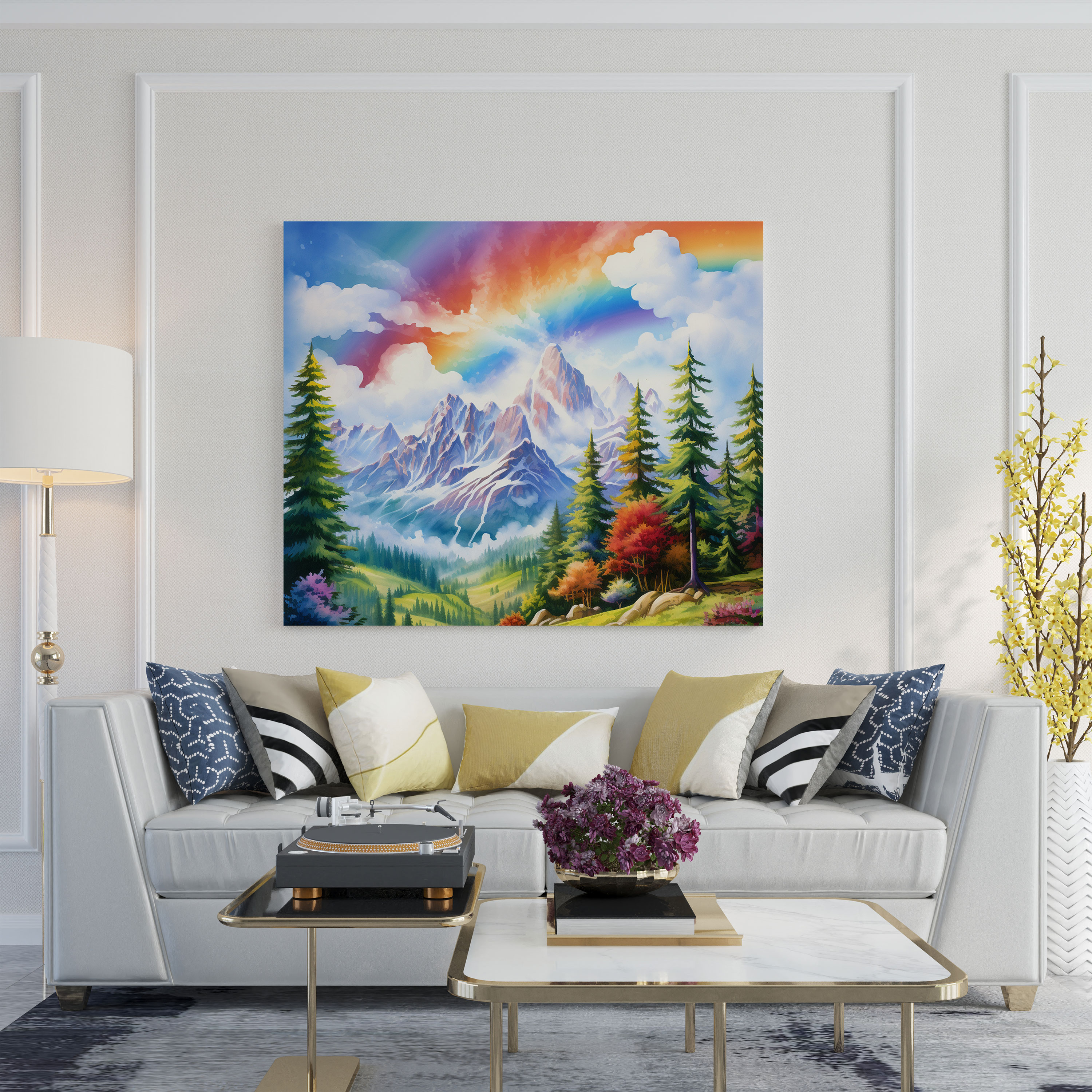 Rainbow Mountains Canvas Print - Rainbow, Wall Decoration, Peaceful, Mountains