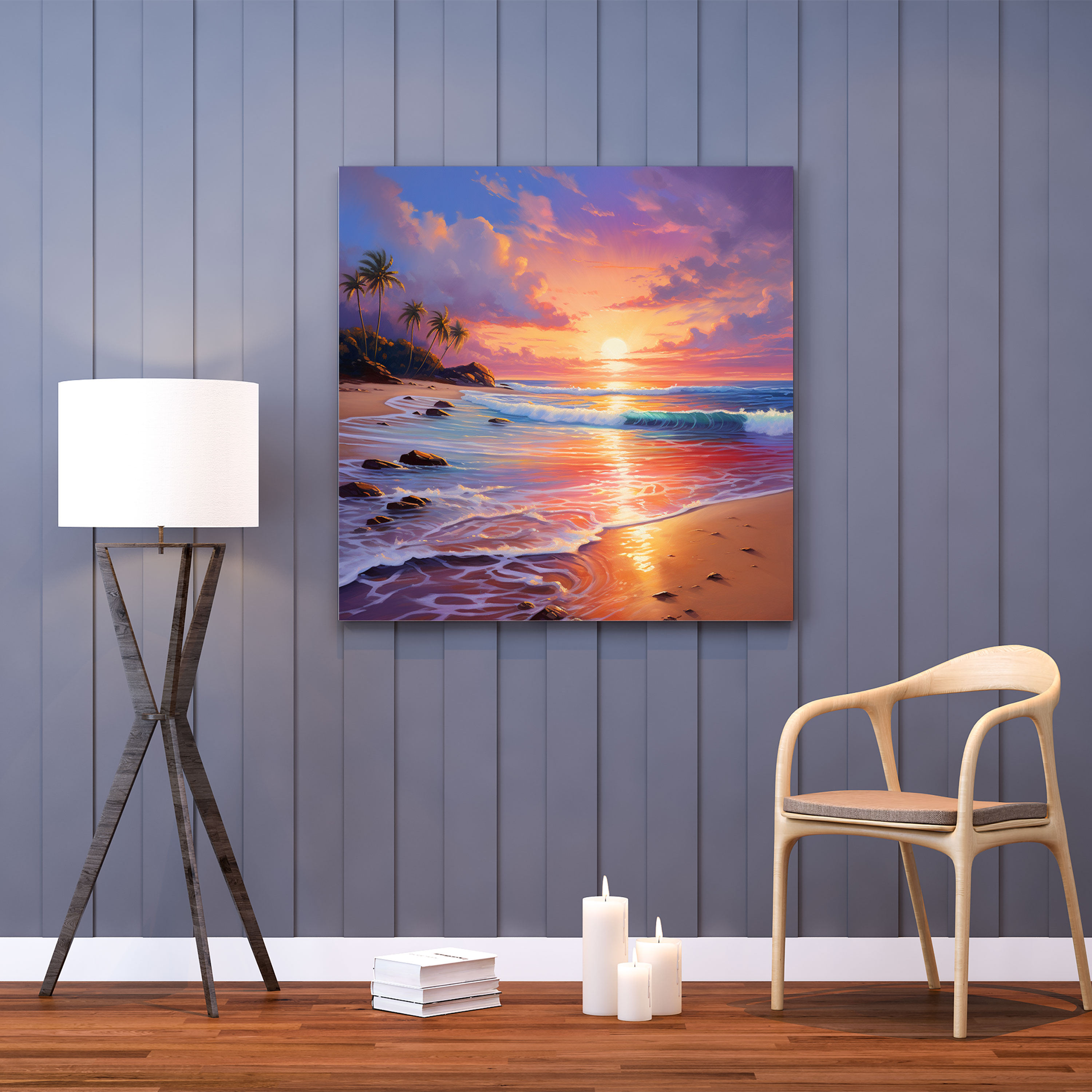 Rainbow Beach Sunset Canvas Print - Rainbow, Canvas Print, Beach Sunset, Beauty