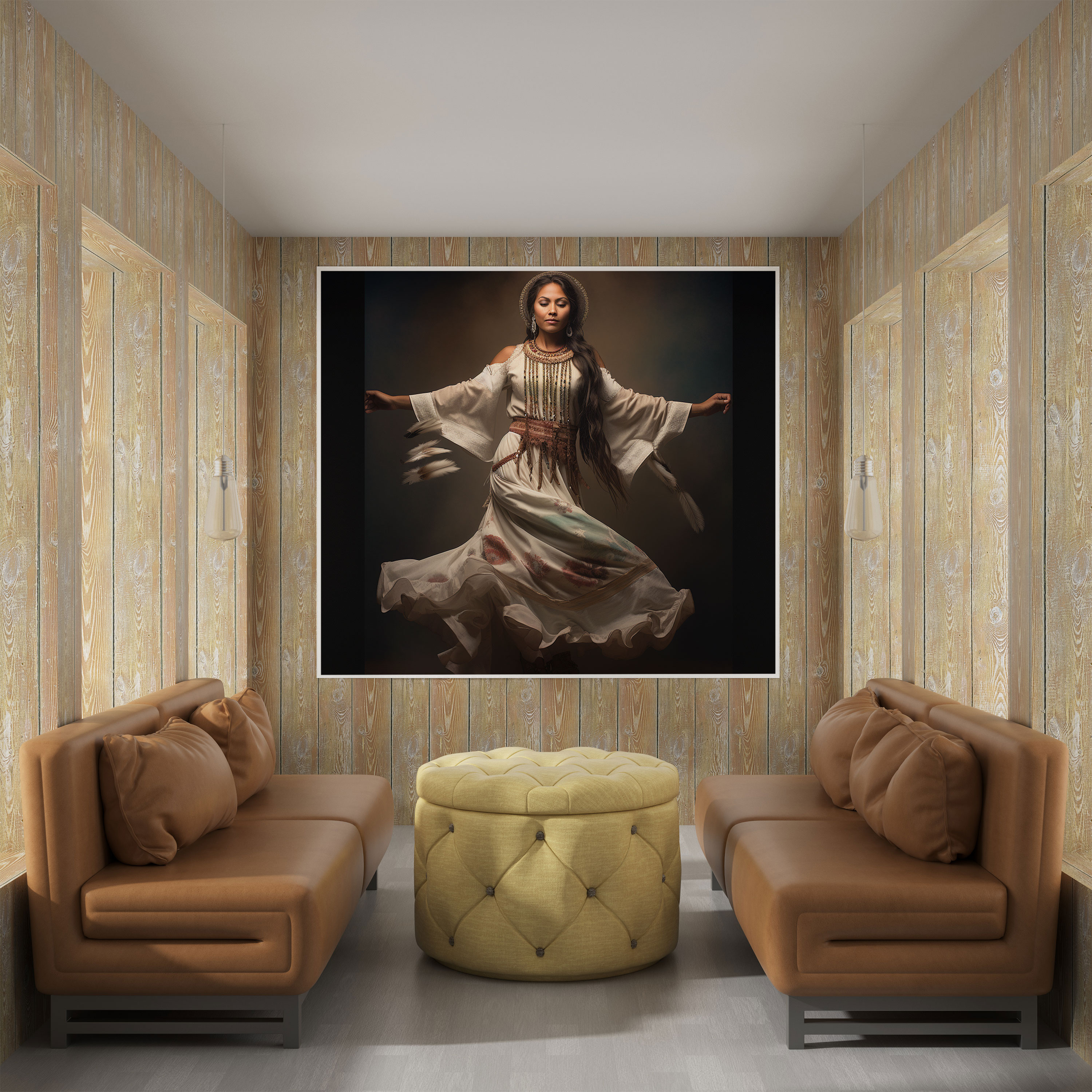Red Indian Wall Art - Native American Woman Dancing Canvas Print - Red Indian, Wall Art, Canvas, Red Indian