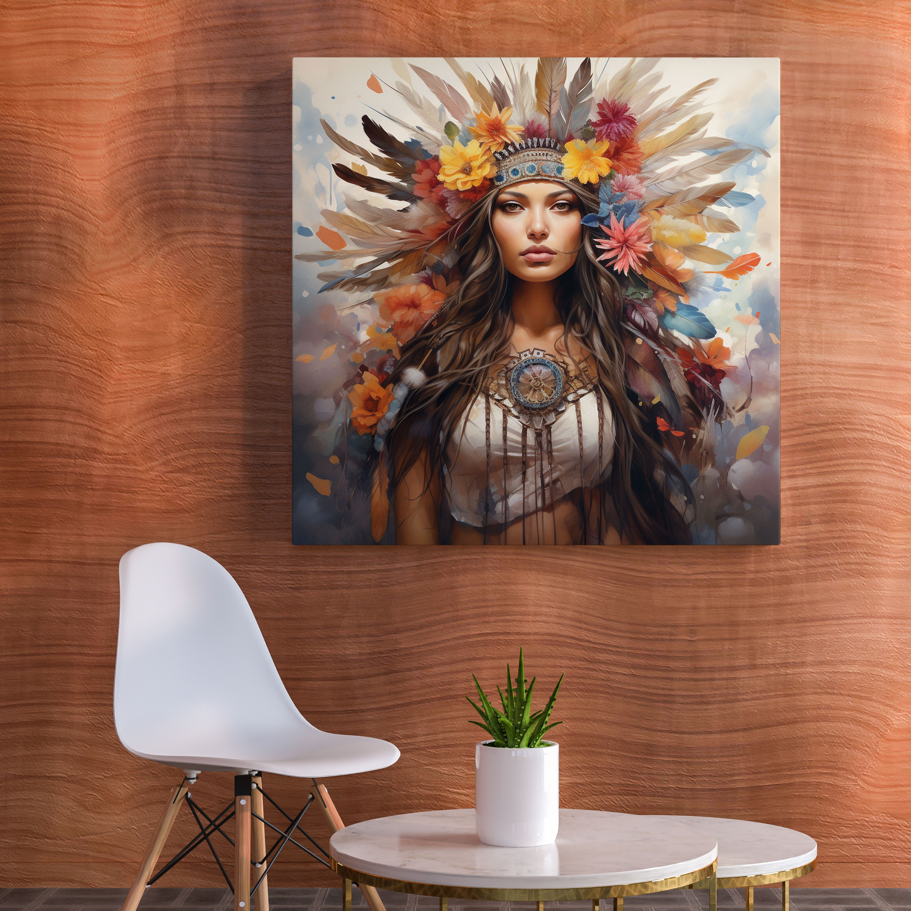 Red Indian Wall Art - Watercolor Native American Woman - Red Indian, Wall Decoration, Red Indian, Woman