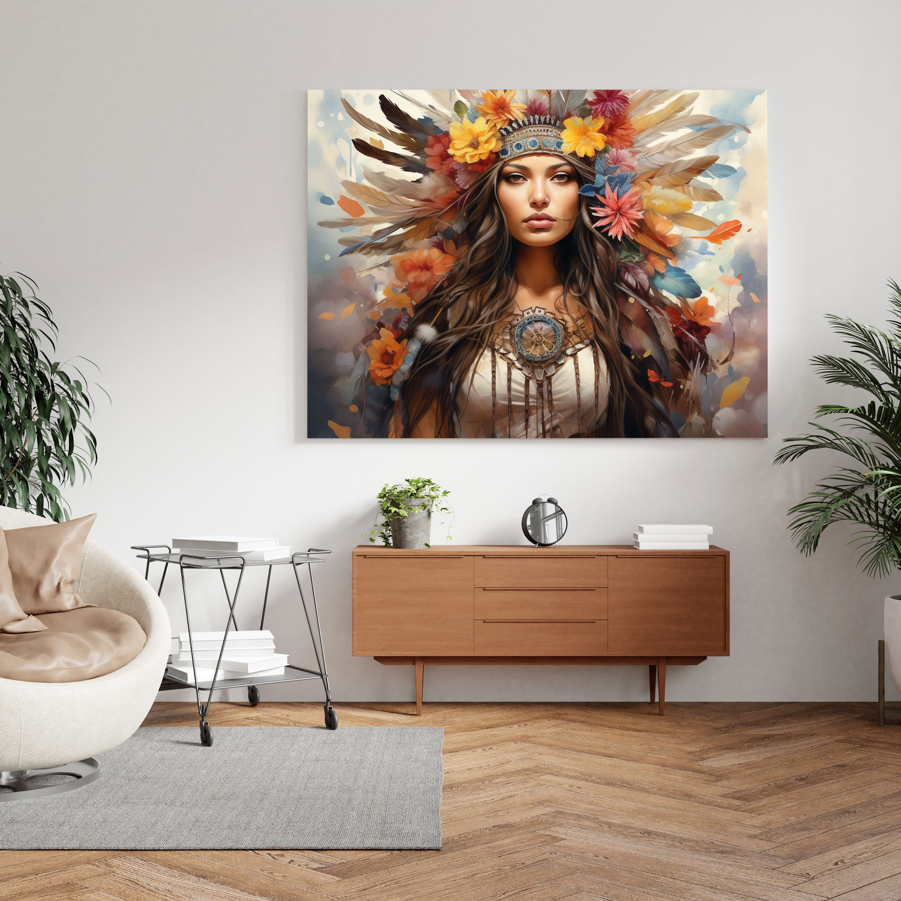 Red Indian Wall Art - Watercolor Native American Woman - Red Indian, Wall Decoration, Red Indian, Woman