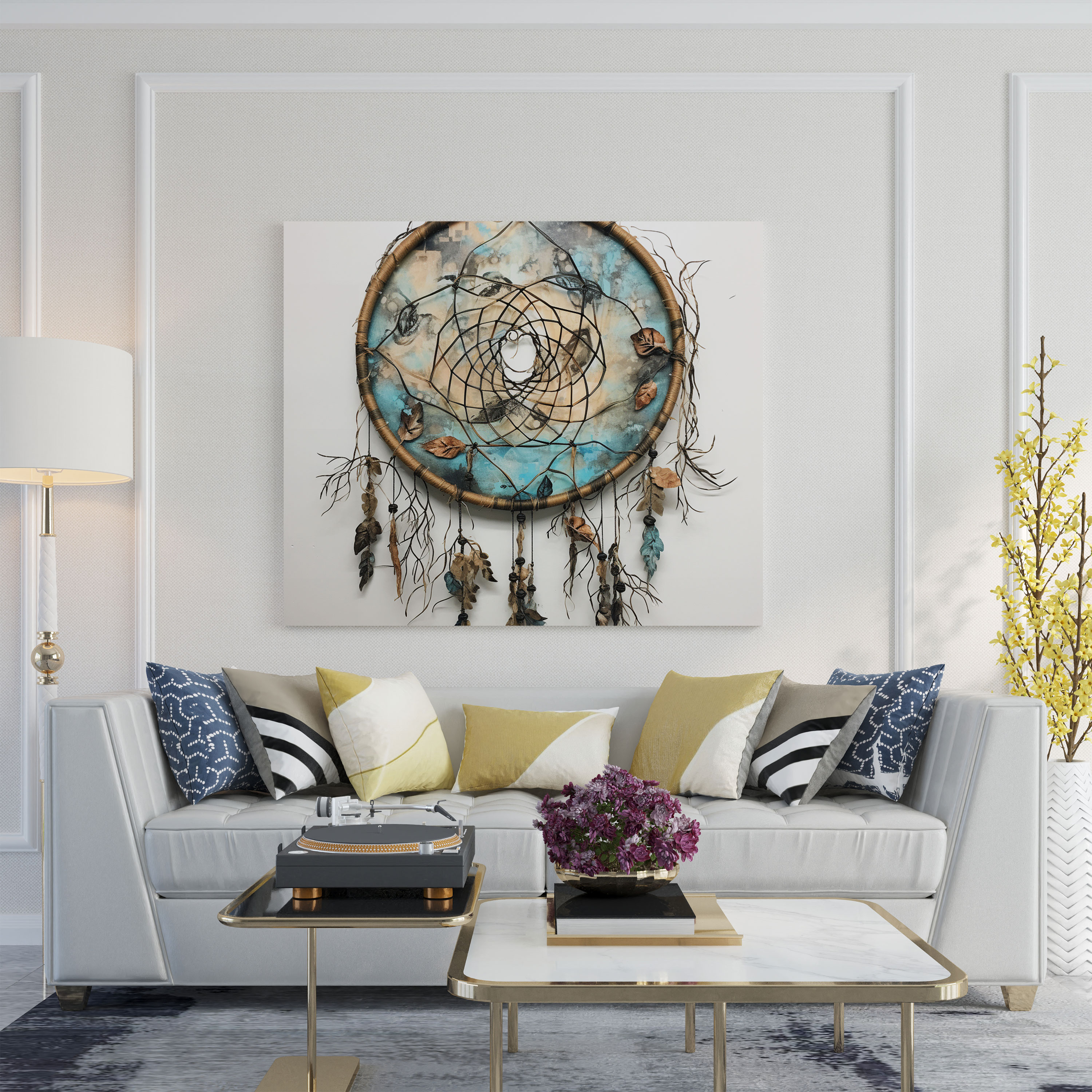 Red Indian Canvas Print - Dreamcatcher Wall Art - Red Indian, Canvas Print, Mixed Media Artwork, Dreamcatcher