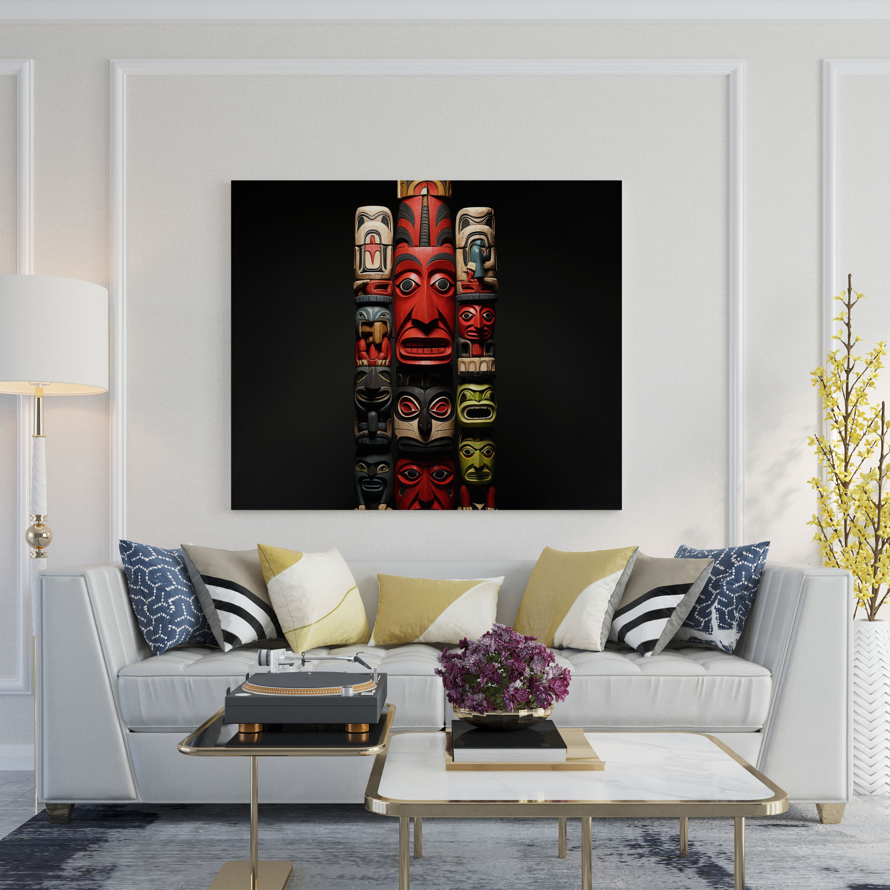 Red Indian Wall Art - Legendary Totem Pole Canvas Print - Red Indian, Totem Pole, Red Indian, Storytelling