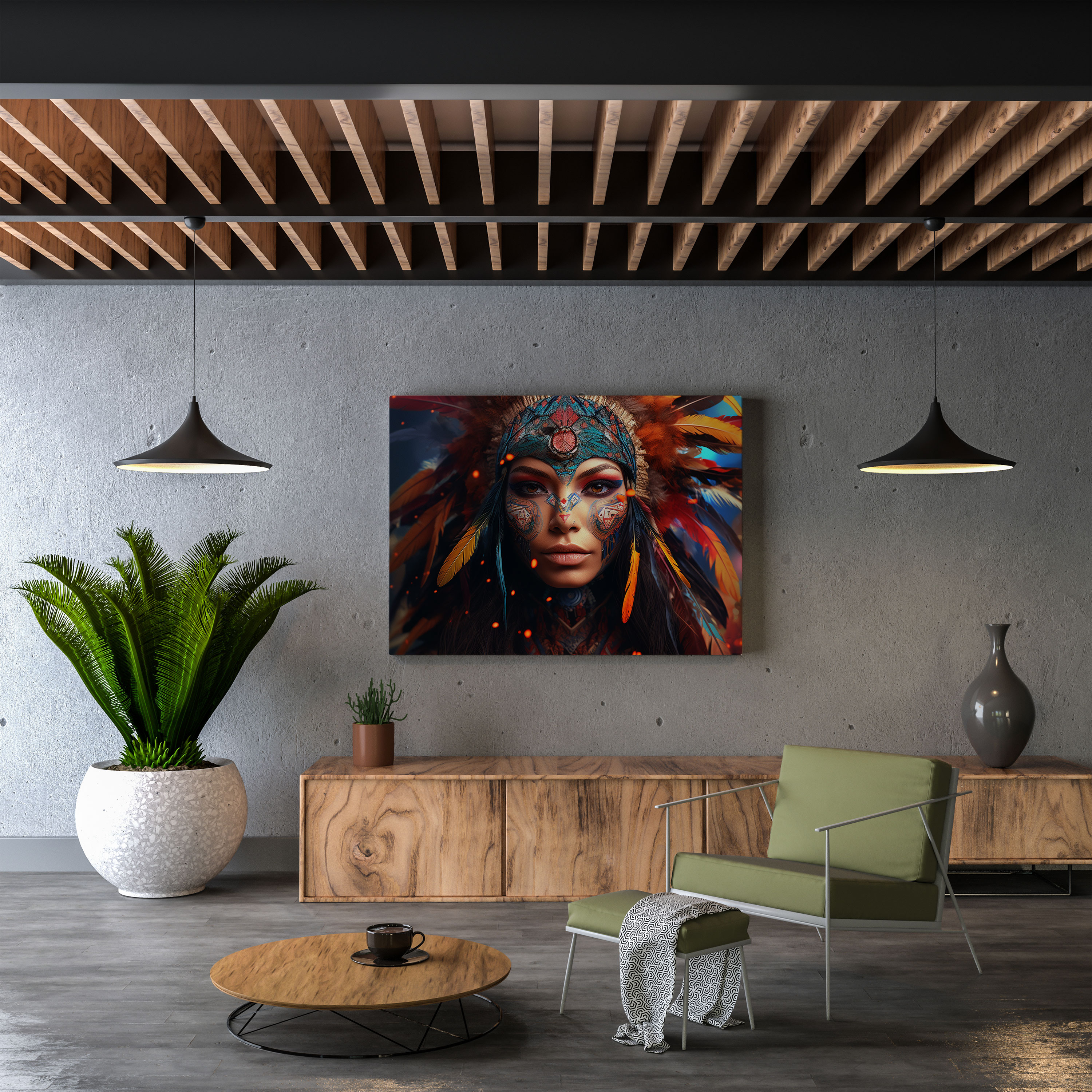 Red Indian Canvas Print - Native American Woman Wall Art - Red Indian, Woman, Wall Art, Canvas Print