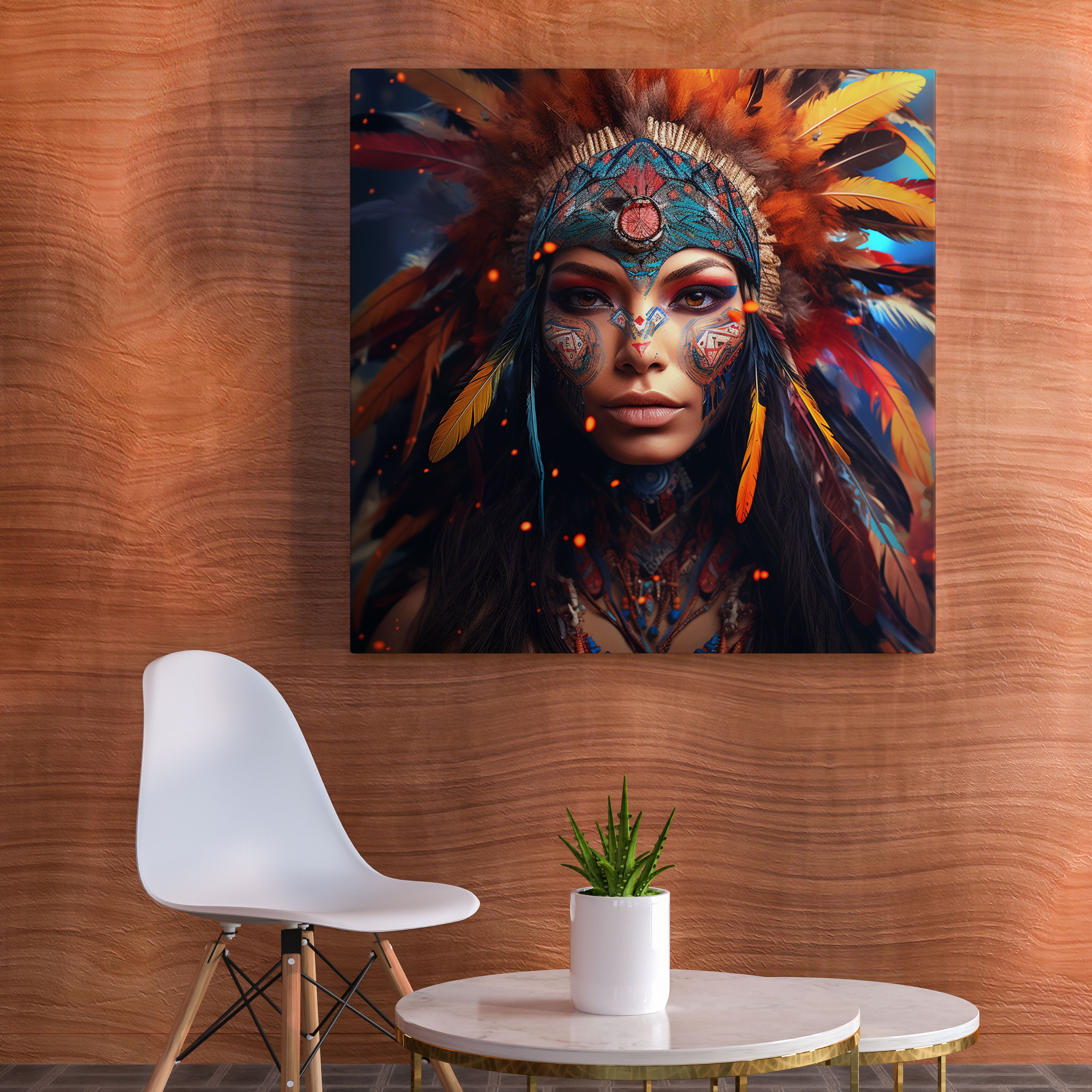 Red Indian Canvas Print - Native American Woman Wall Art - Red Indian, Woman, Wall Art, Canvas Print