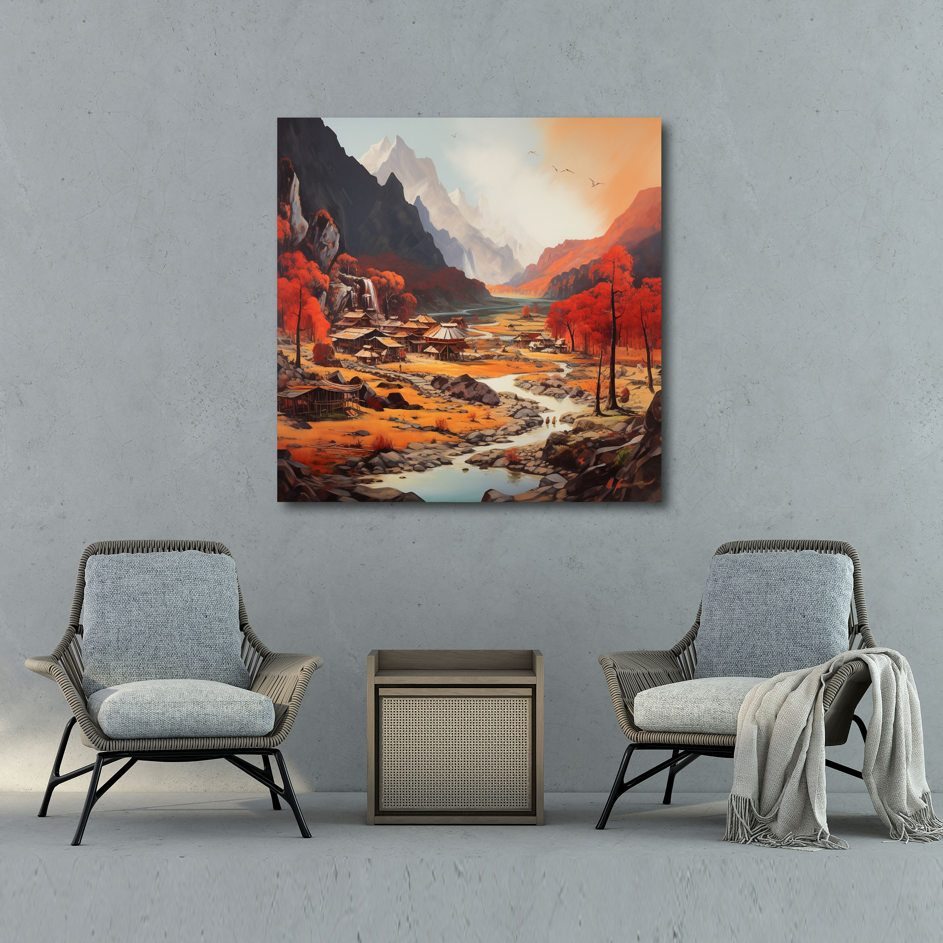Red Indian Canvas Print - Majestic Mountain Village Wall Art - Red Indian, Red Indian Village, Red Indian, Canvas
