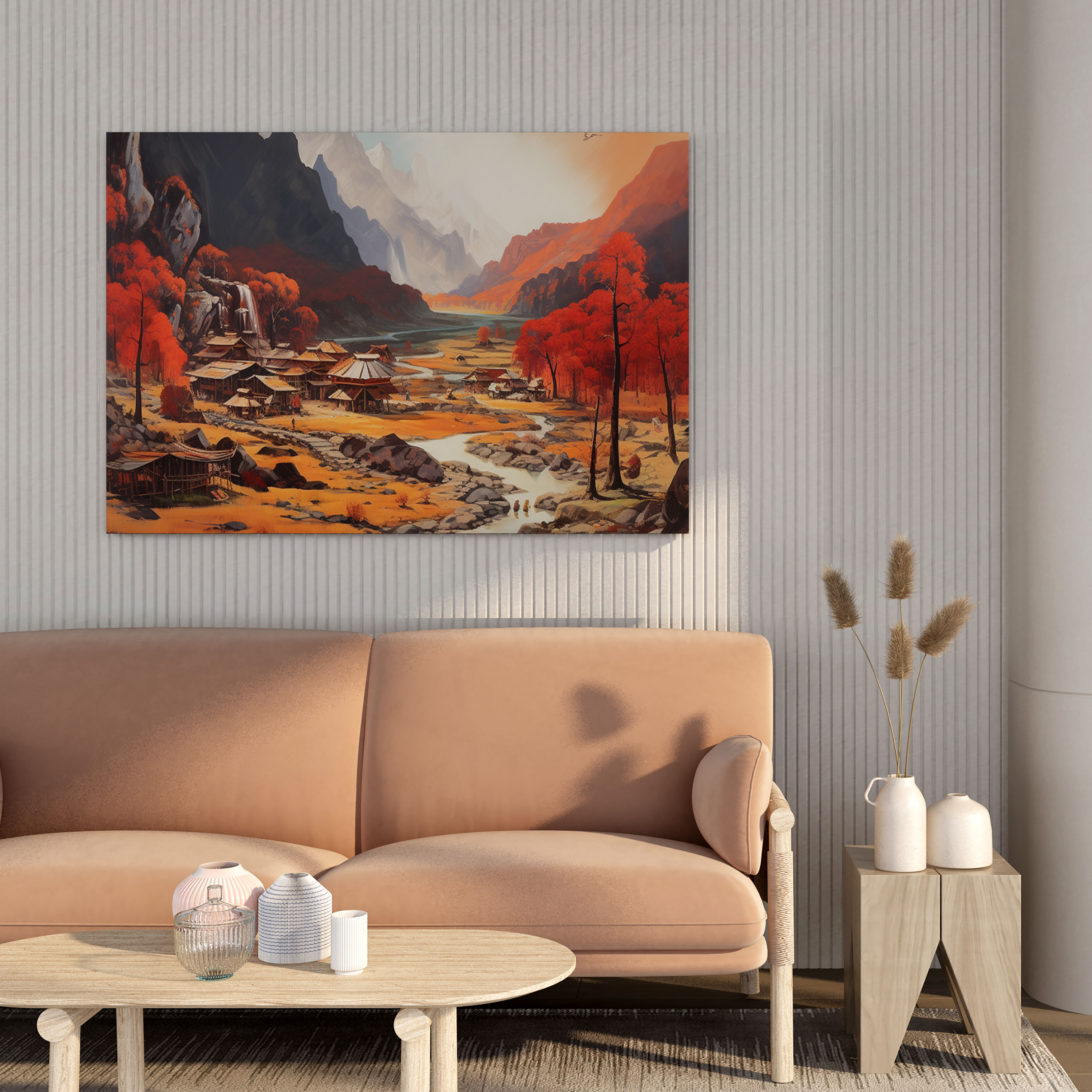 Red Indian Canvas Print - Majestic Mountain Village Wall Art - Red Indian, Red Indian Village, Red Indian, Canvas