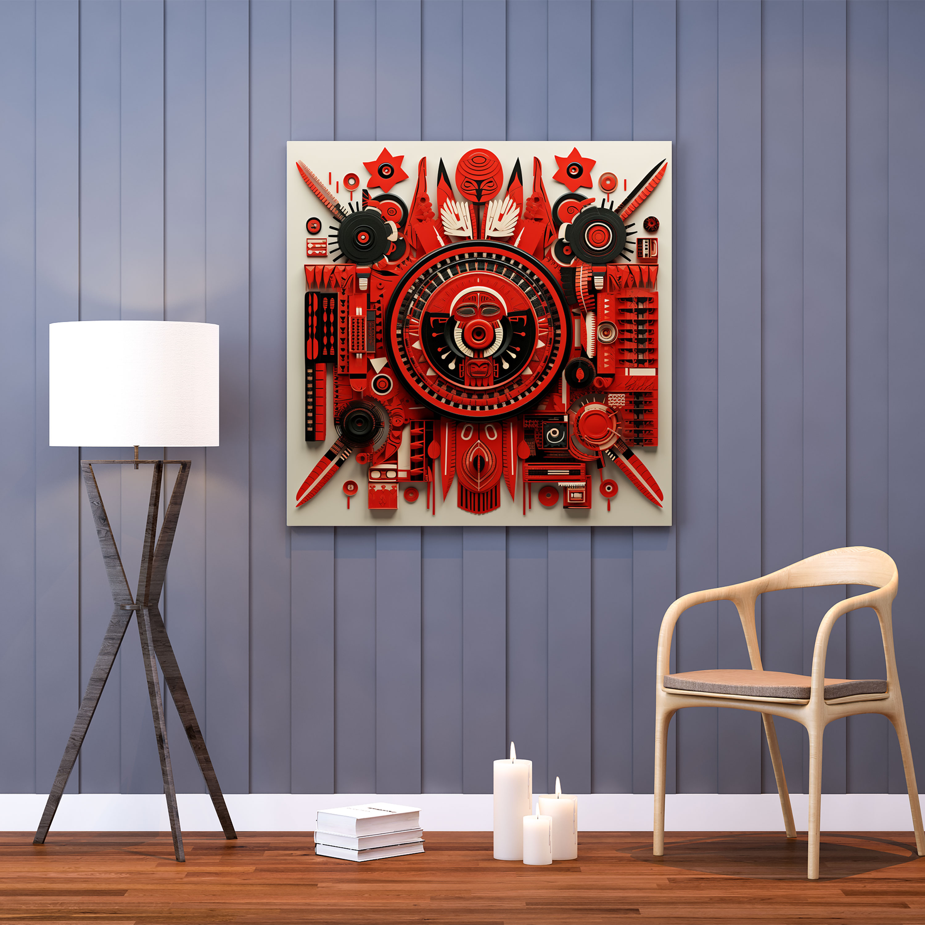 Red Indian Wall Decoration - Indigenous Patterns Canvas Print - Red Indian, Wall Art, Mosaic, Red Indian