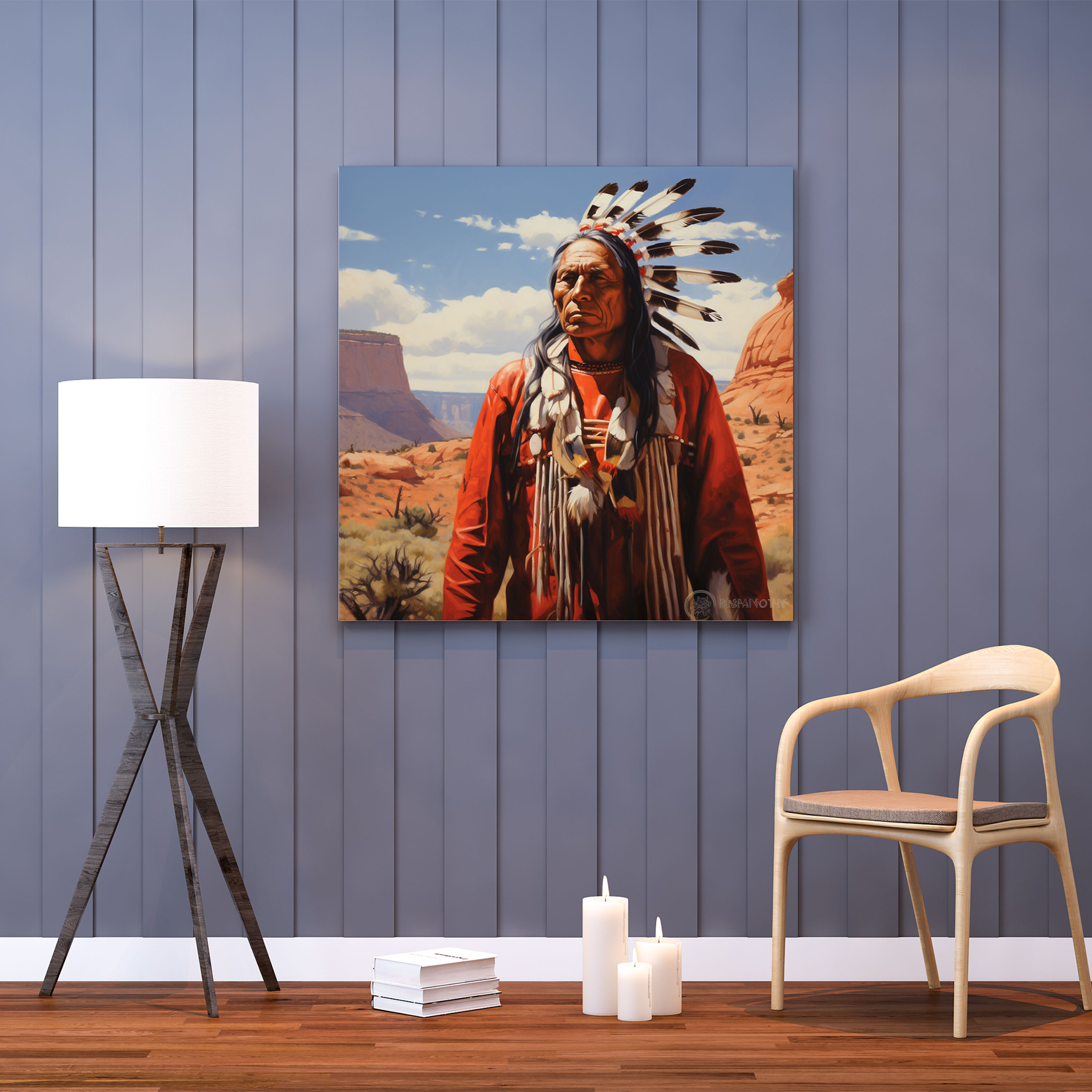 Red Indian Canvas Print - Red Indian, Acrylic Painting, Red Indian, Canvas