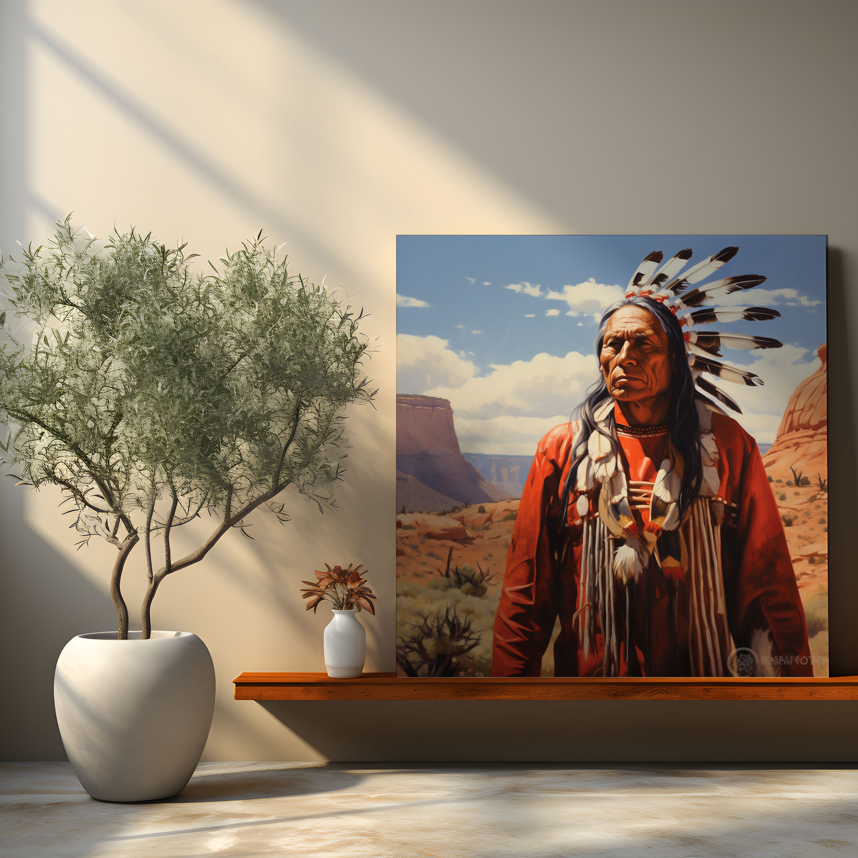 Red Indian Canvas Print - Red Indian, Acrylic Painting, Red Indian, Canvas