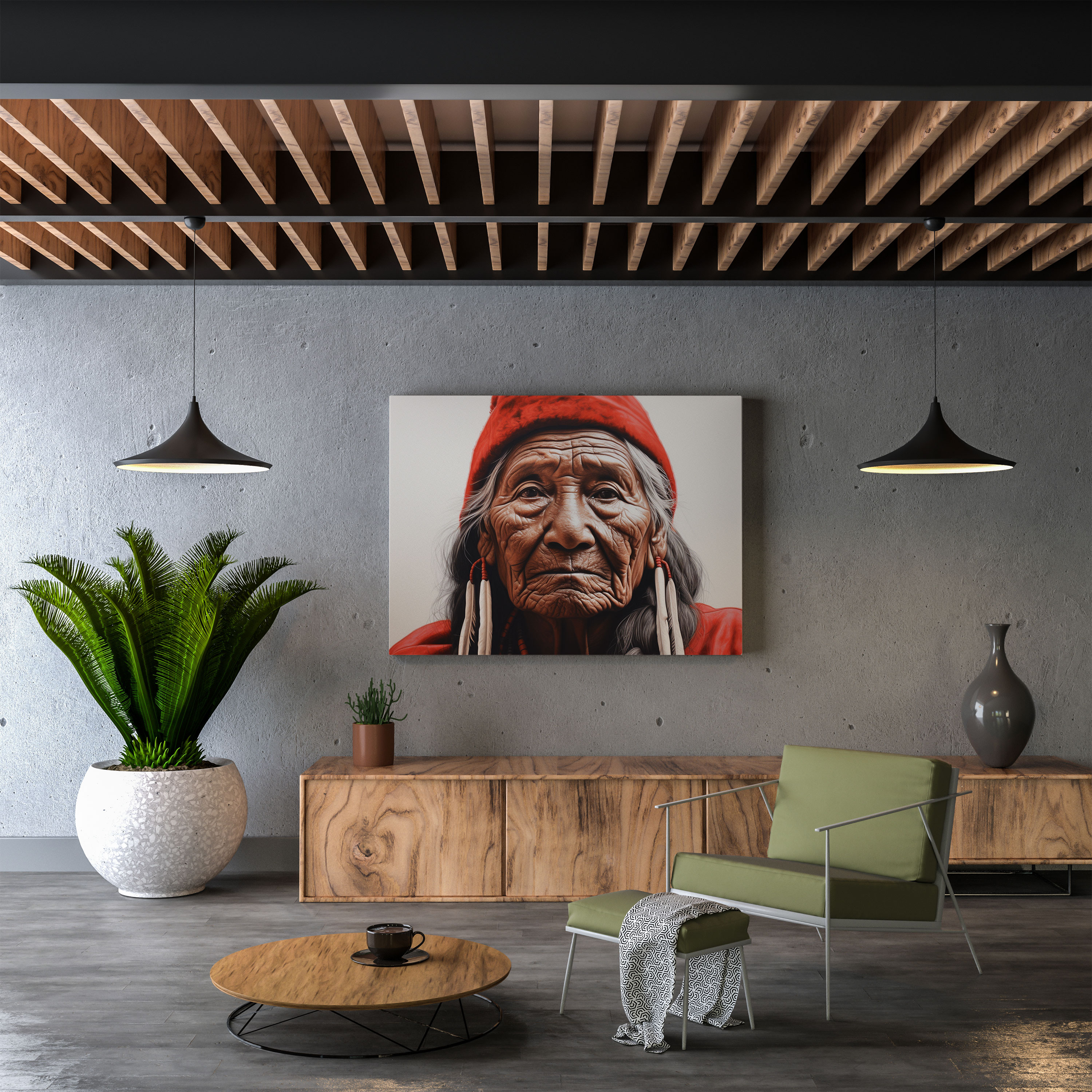 Red Indian Wall Art - Red Indian, Native American Elder, Red Indian, Realistic Pencil Drawing