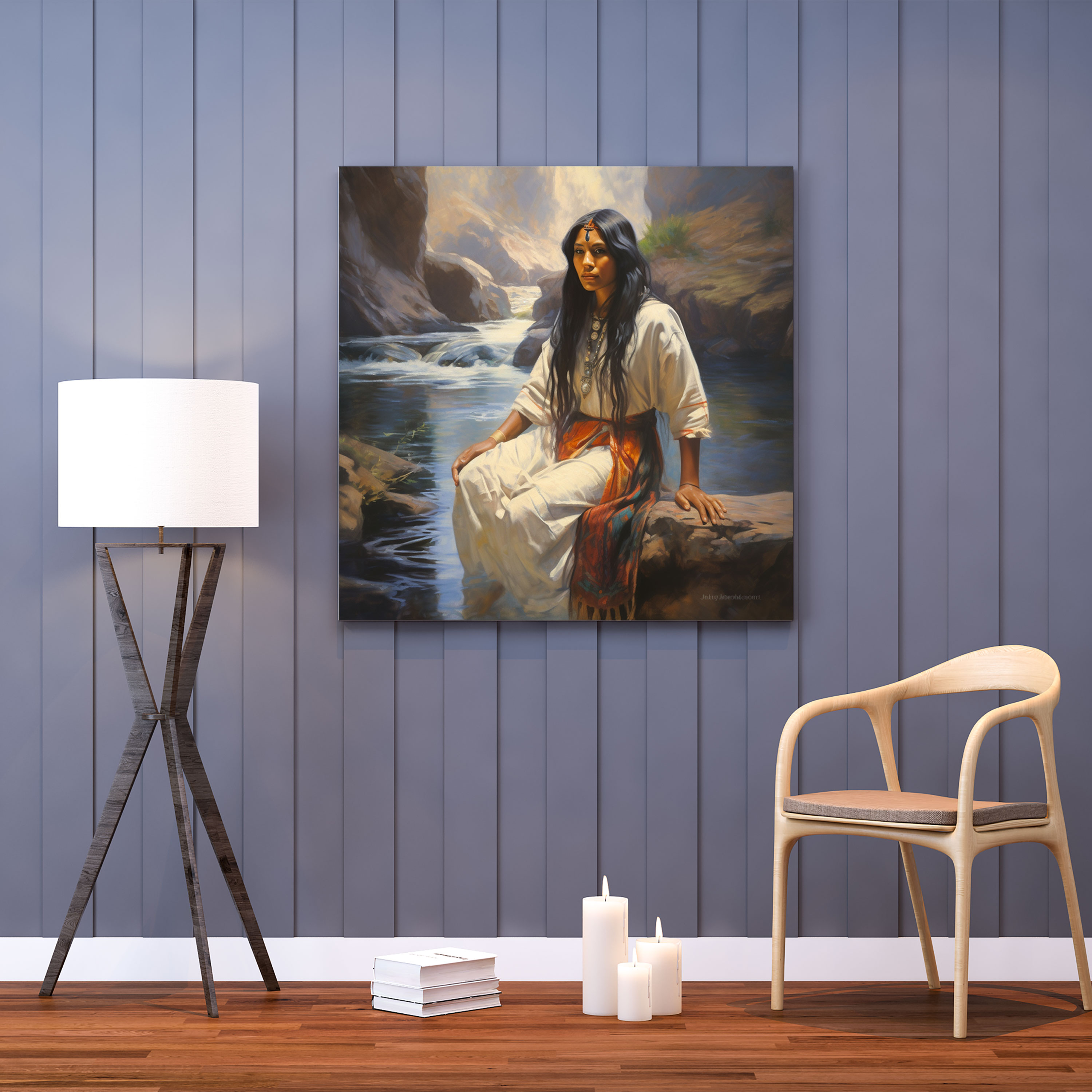 Red Indian Canvas Print: Serene Native Woman - Red Indian, Wall Decoration, Red Indian, Canvas