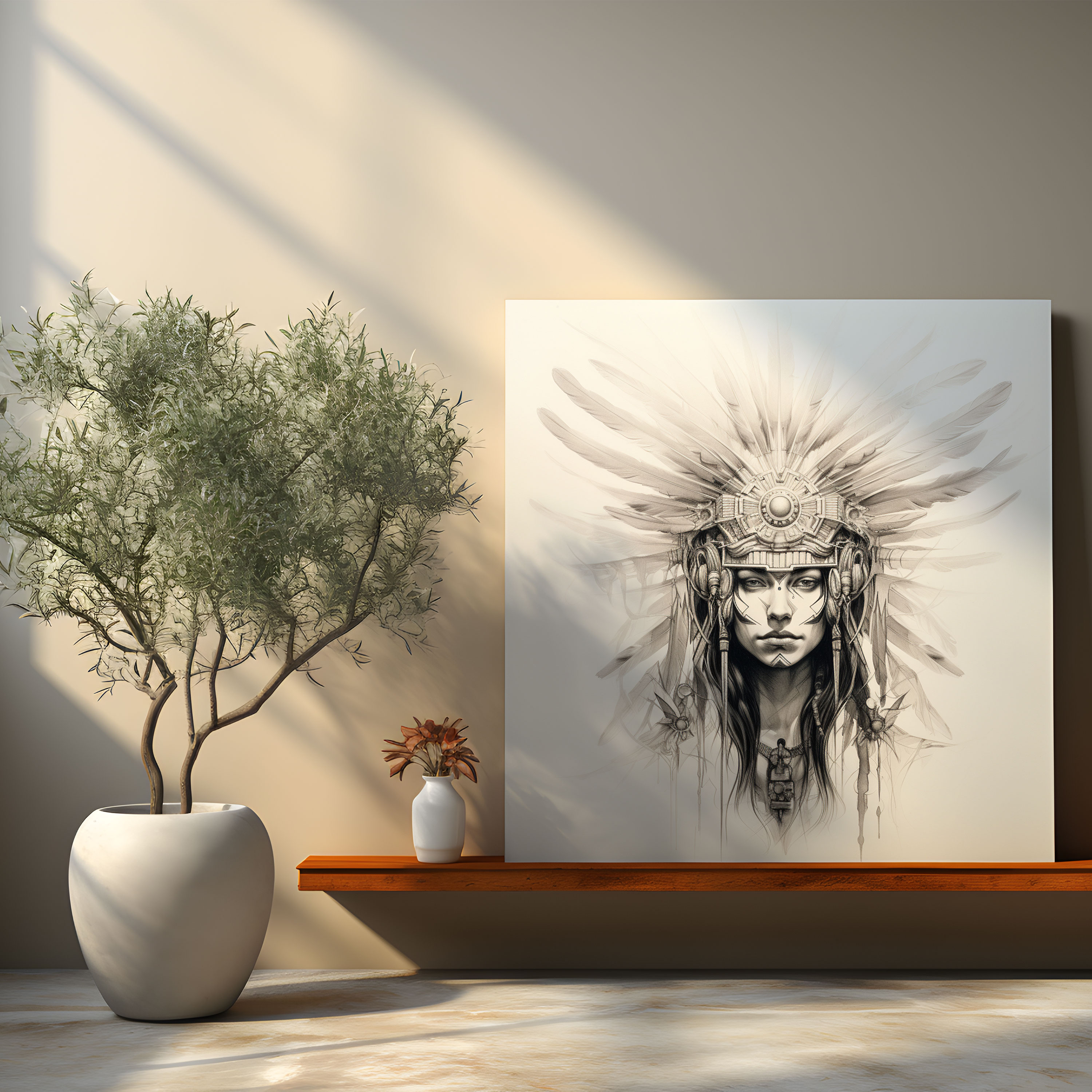 Red Indian Wall Art: Delicate Headdress - Red Indian, Wall Art, Canvas, Red Indian