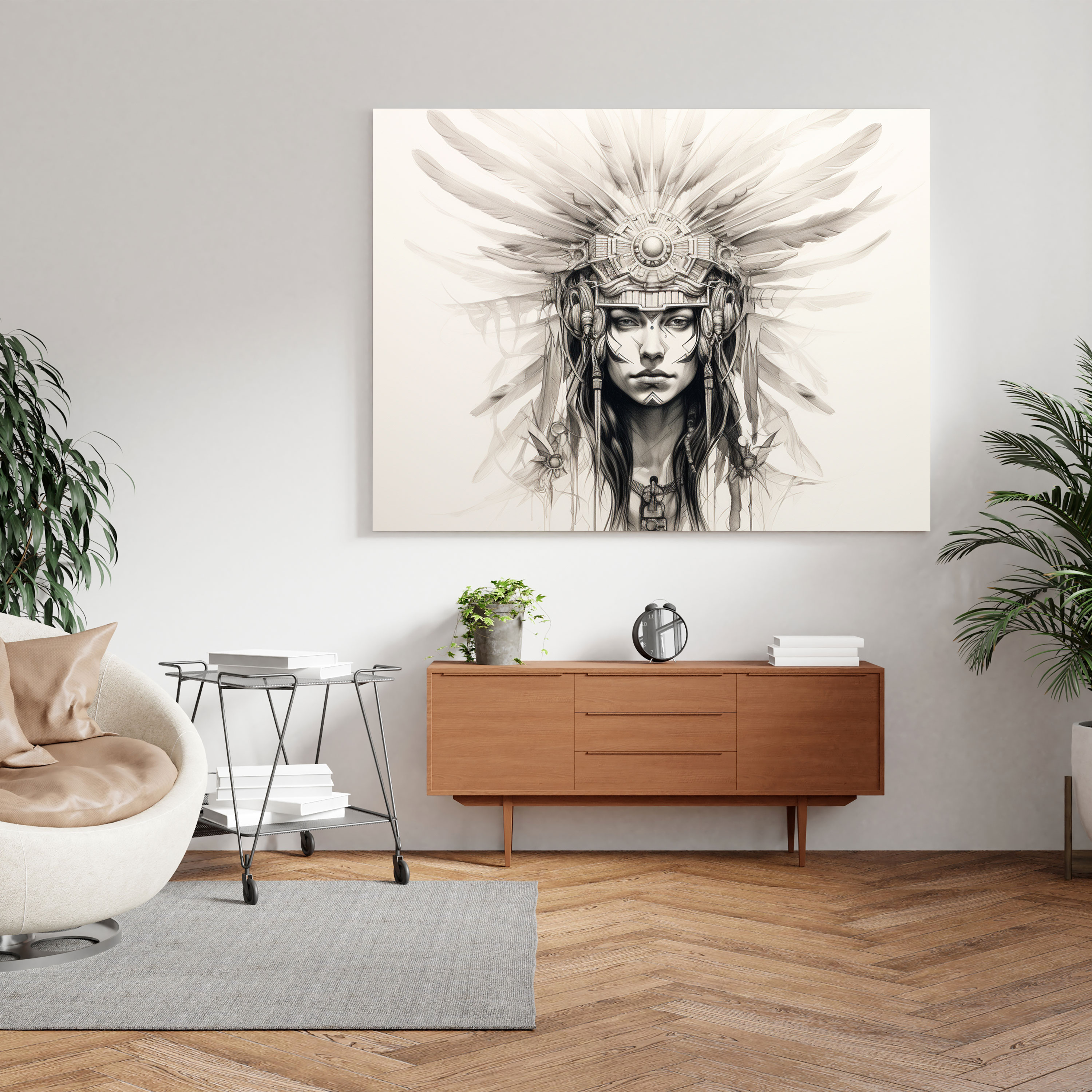 Red Indian Wall Art: Delicate Headdress - Red Indian, Wall Art, Canvas, Red Indian