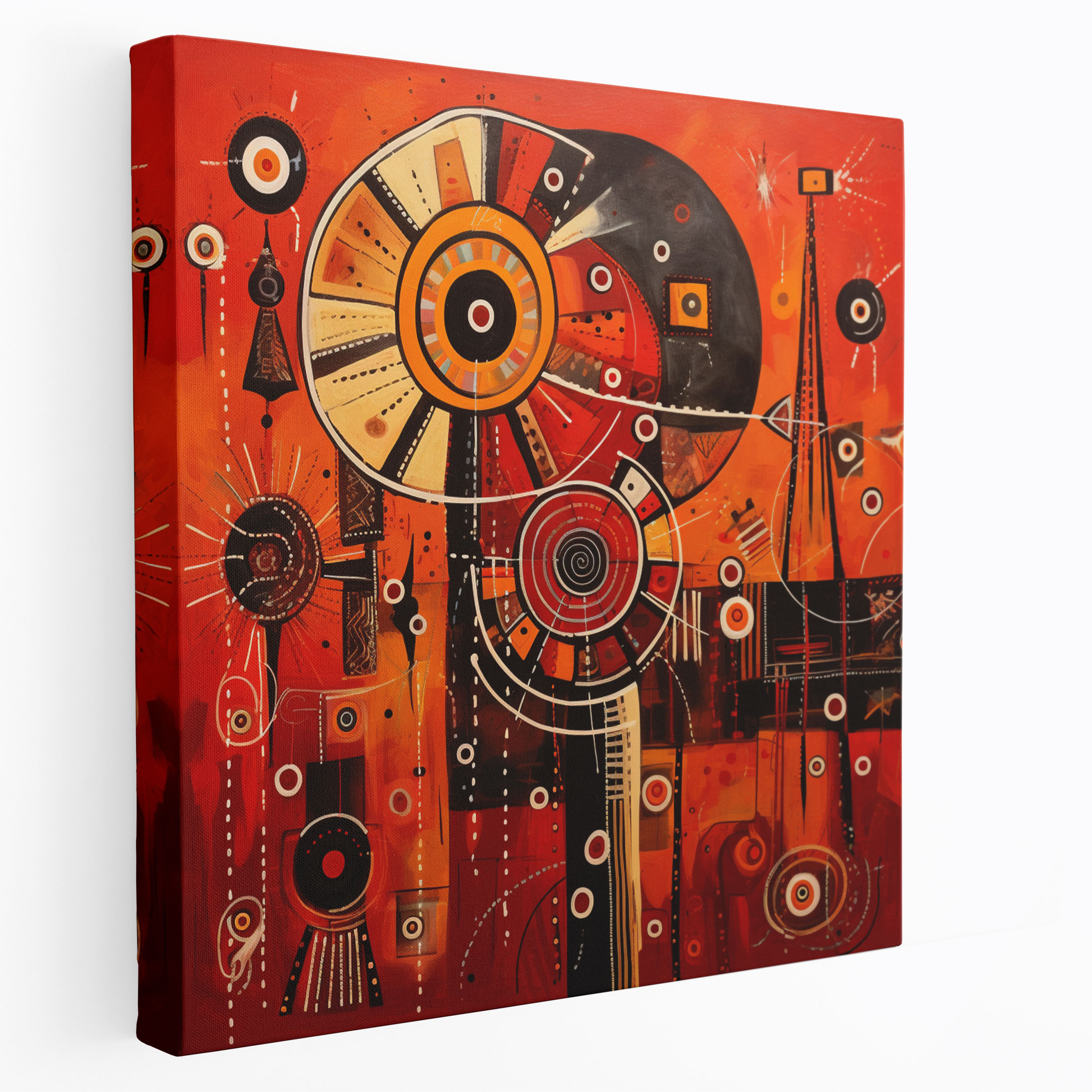 Red Indian Symbols Canvas Print - Red Indian, Geometric Patterns, Symbols, Canvas Wall Art