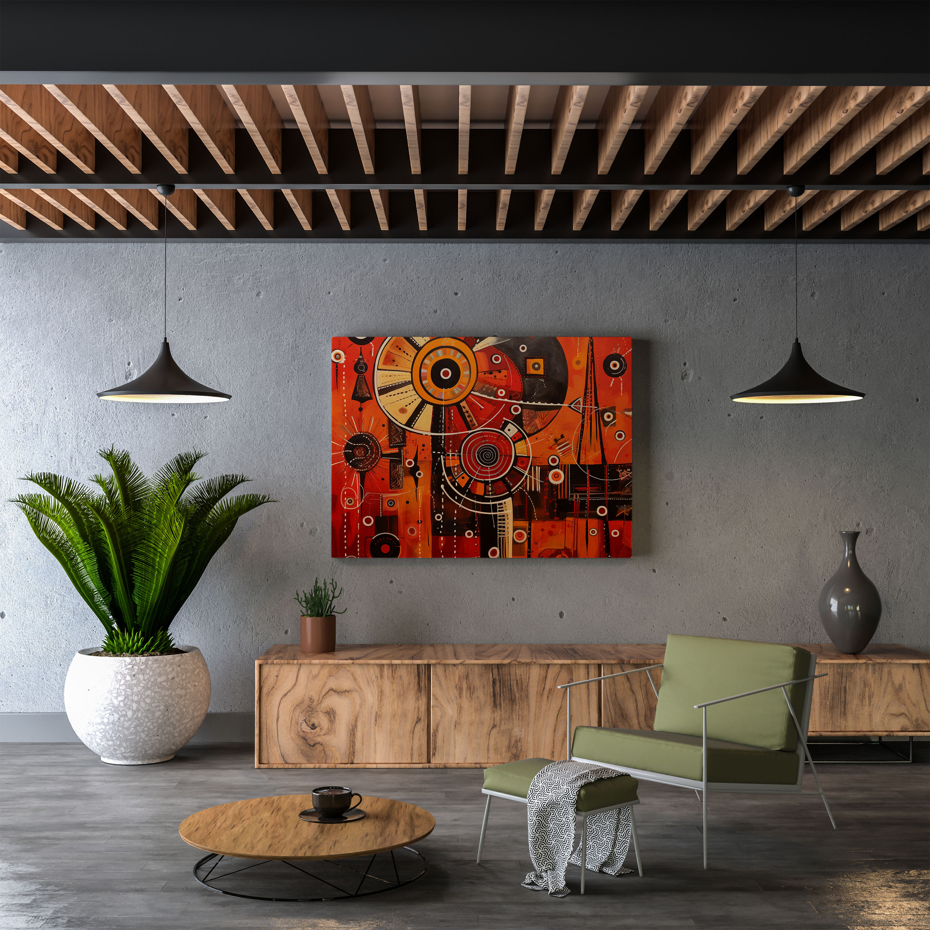 Red Indian Symbols Canvas Print - Red Indian, Geometric Patterns, Symbols, Canvas Wall Art