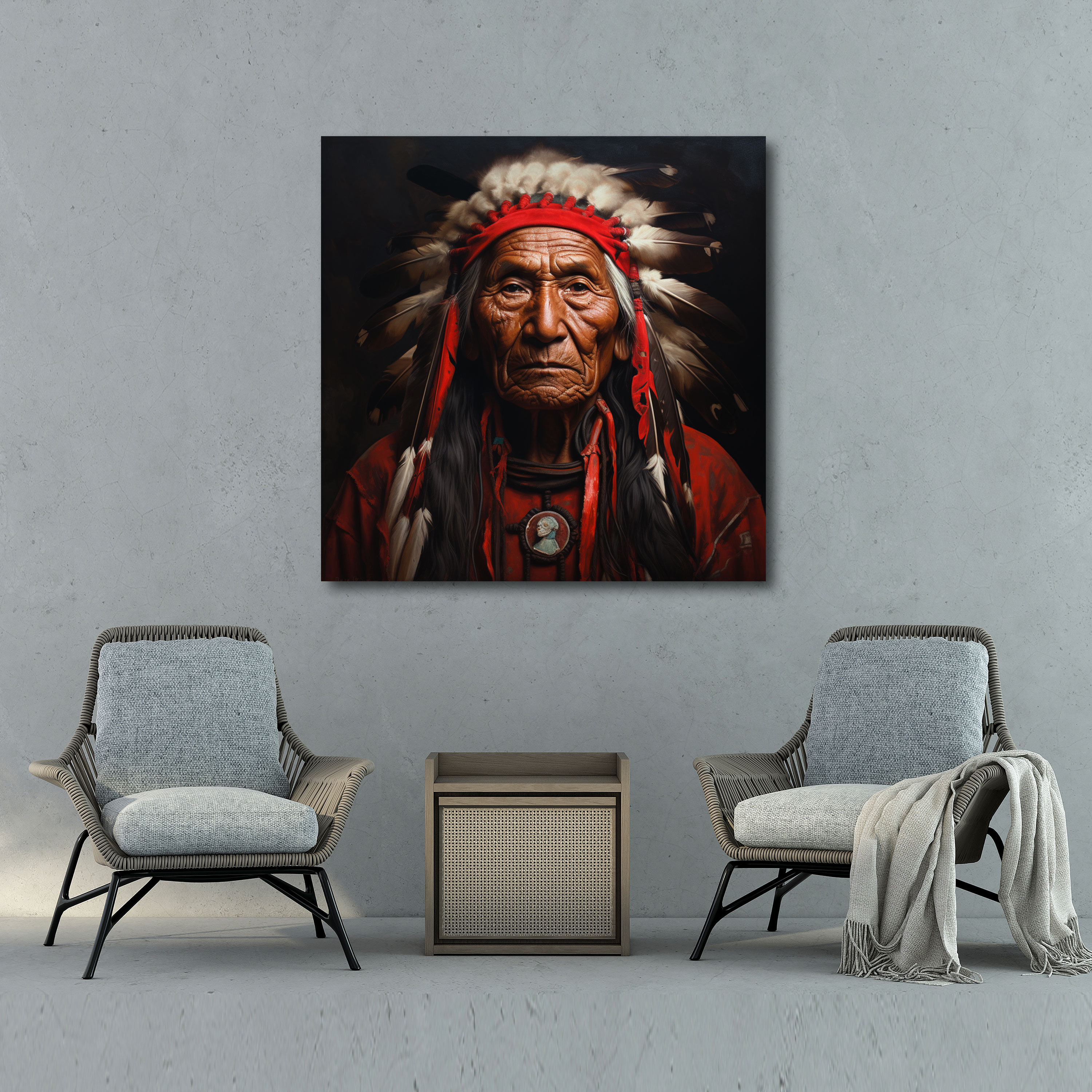 Red Indian Elder Canvas Print - Red Indian, Canvas Print, Canvas, Home Decoration