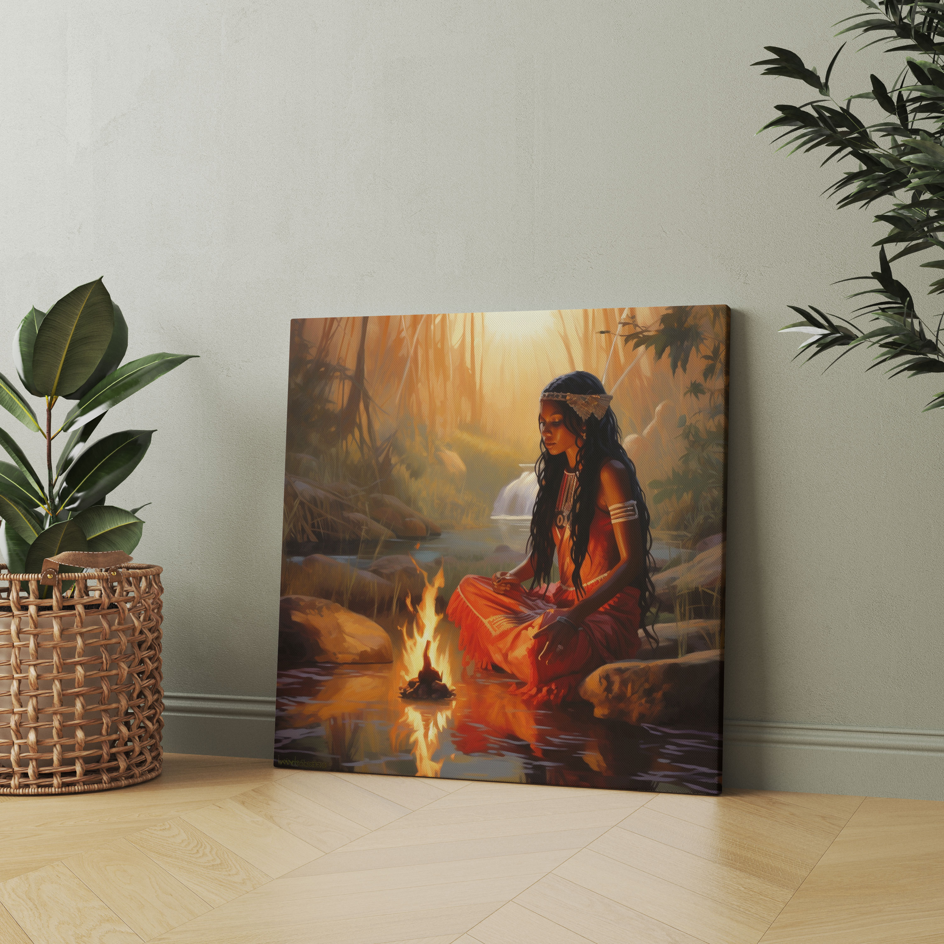 Red Indian Girl Canvas Print - Red Indian, Red Indian, Home Decoration, Wall Decoration