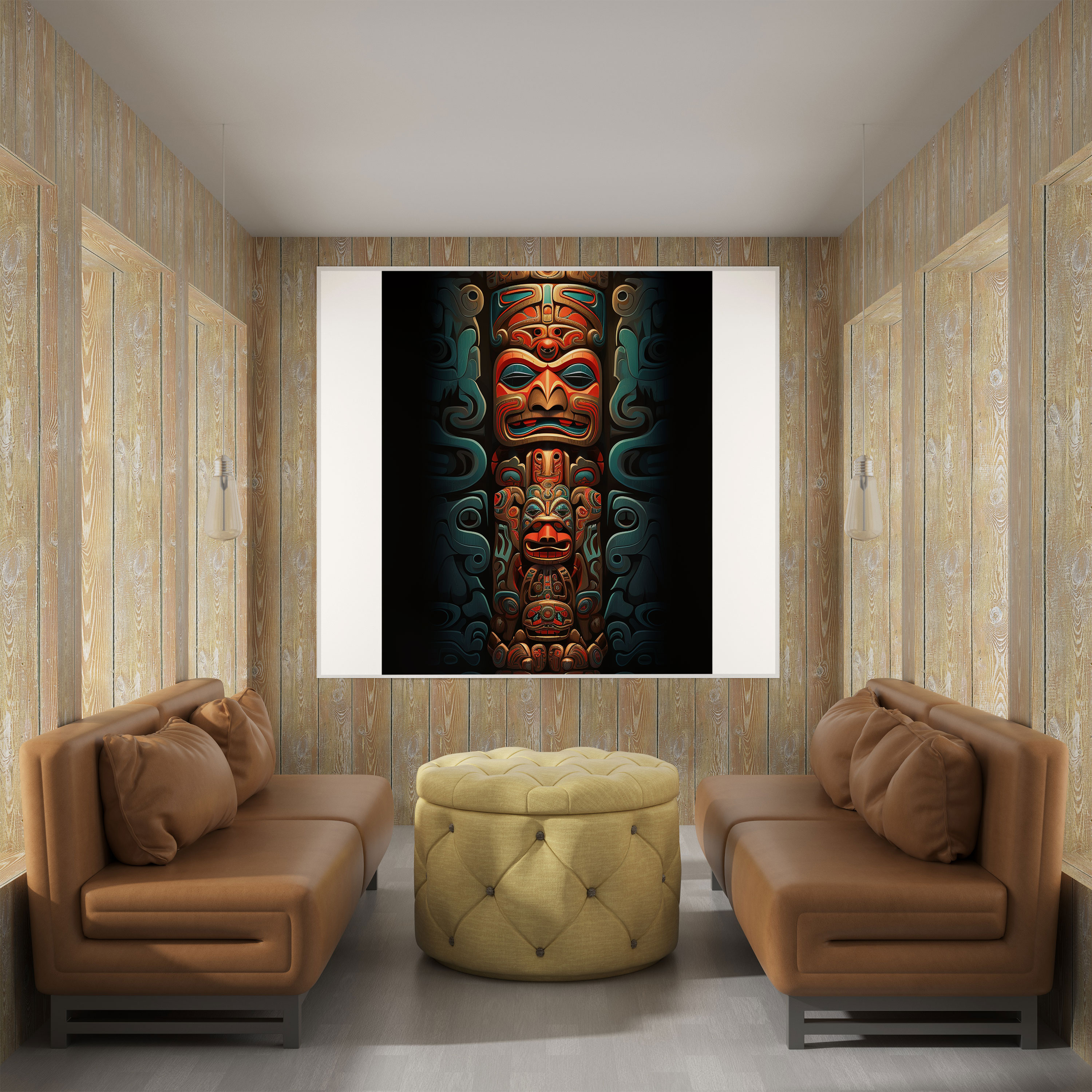 Red Indian Totem Pole Canvas Print - Red Indian, Canvas Print, Home Decoration, Red Indian