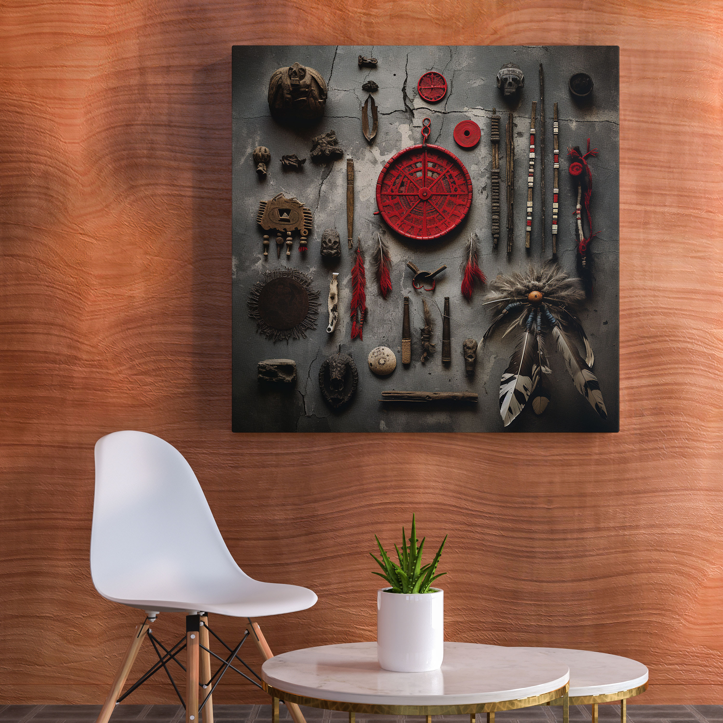 Red Indian Canvas Print - Symbolic Montage Collage Wall Art - Red Indian, Canvas, Canvas Wall Art, Wall Decoration