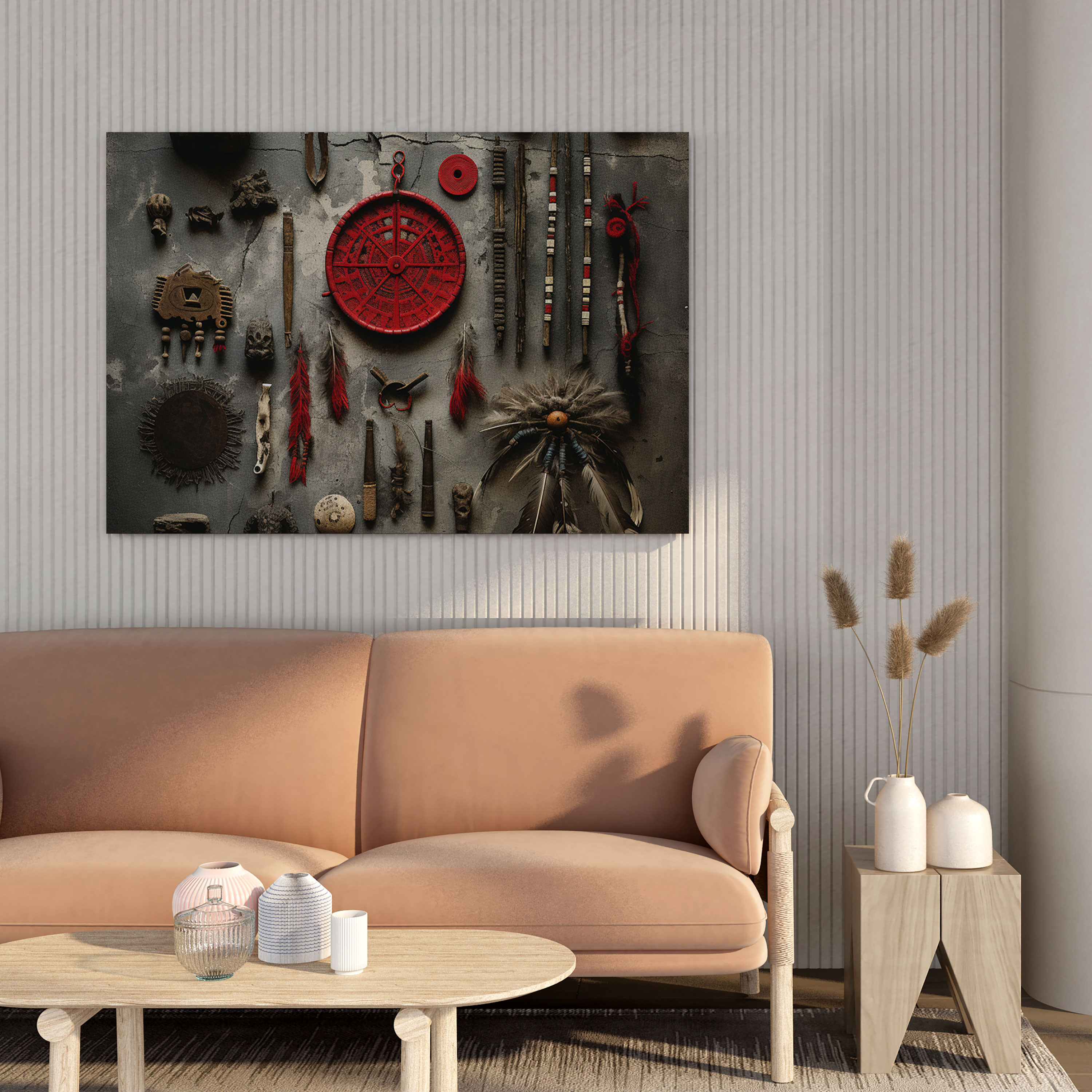 Red Indian Canvas Print - Symbolic Montage Collage Wall Art - Red Indian, Canvas, Canvas Wall Art, Wall Decoration